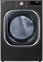 LG - 7.4 Cu. Ft. Stackable Smart Gas Dryer with Steam and Built-In Intelligence - Black Steel - Front_Zoom