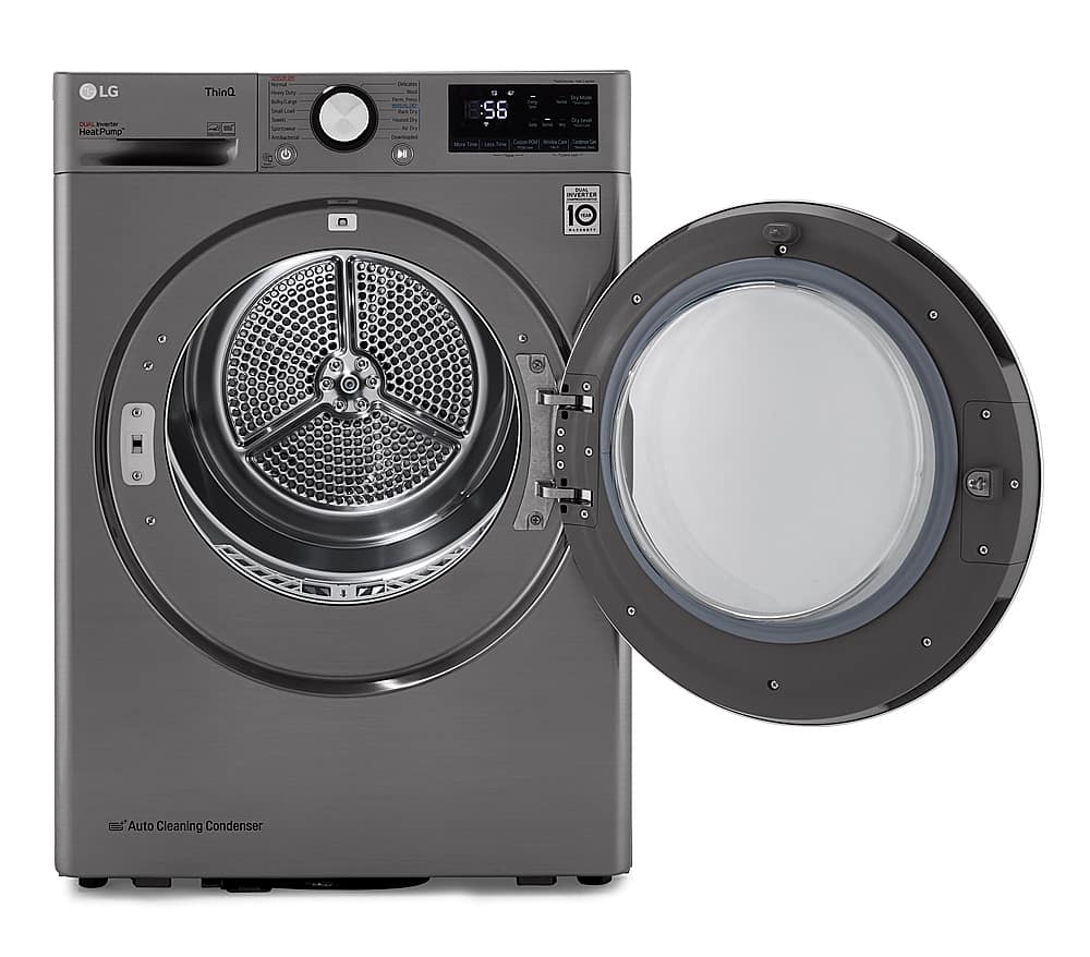 Alt View 11. LG - 4.2 Cu. Ft. Stackable Smart Electric Dryer with Dual Inverter HeatPump - Graphite Steel.