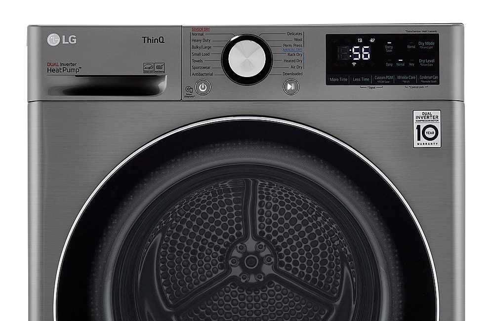 Alt View 13. LG - 4.2 Cu. Ft. Stackable Smart Electric Dryer with Dual Inverter HeatPump - Graphite Steel.