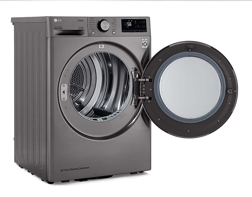 Alt View 16. LG - 4.2 Cu. Ft. Stackable Smart Electric Dryer with Dual Inverter HeatPump - Graphite Steel.