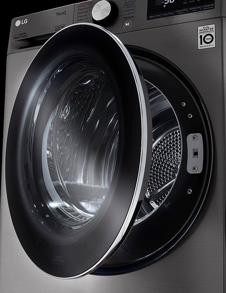 Alt View 18. LG - 4.2 Cu. Ft. Stackable Smart Electric Dryer with Dual Inverter HeatPump - Graphite Steel.