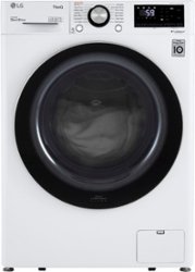LG - 2.4 Cu. Ft. High-Efficiency Stackable Smart Front Load Washer with Steam and Built-In Intelligence - White - Front_Zoom