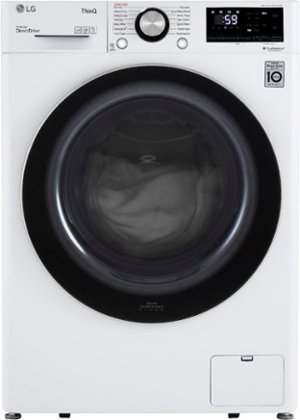 LG - 2.4 cu ft Compact Front Load Washer with Built-In Intelligence - White