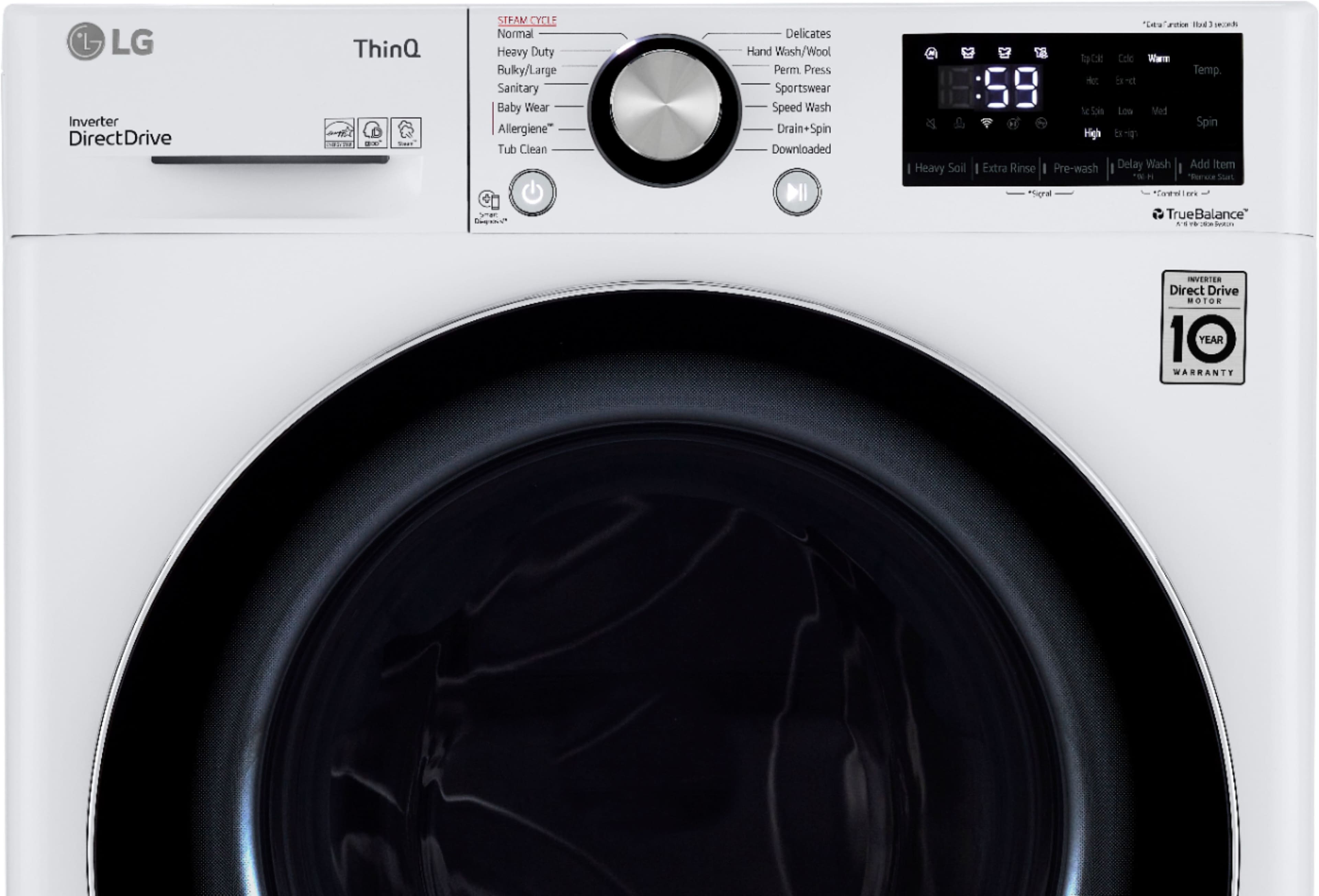 Alt View 11. LG - 2.4 Cu. Ft. High-Efficiency Stackable Smart Front Load Washer with Steam and Built-In Intelligence - White.