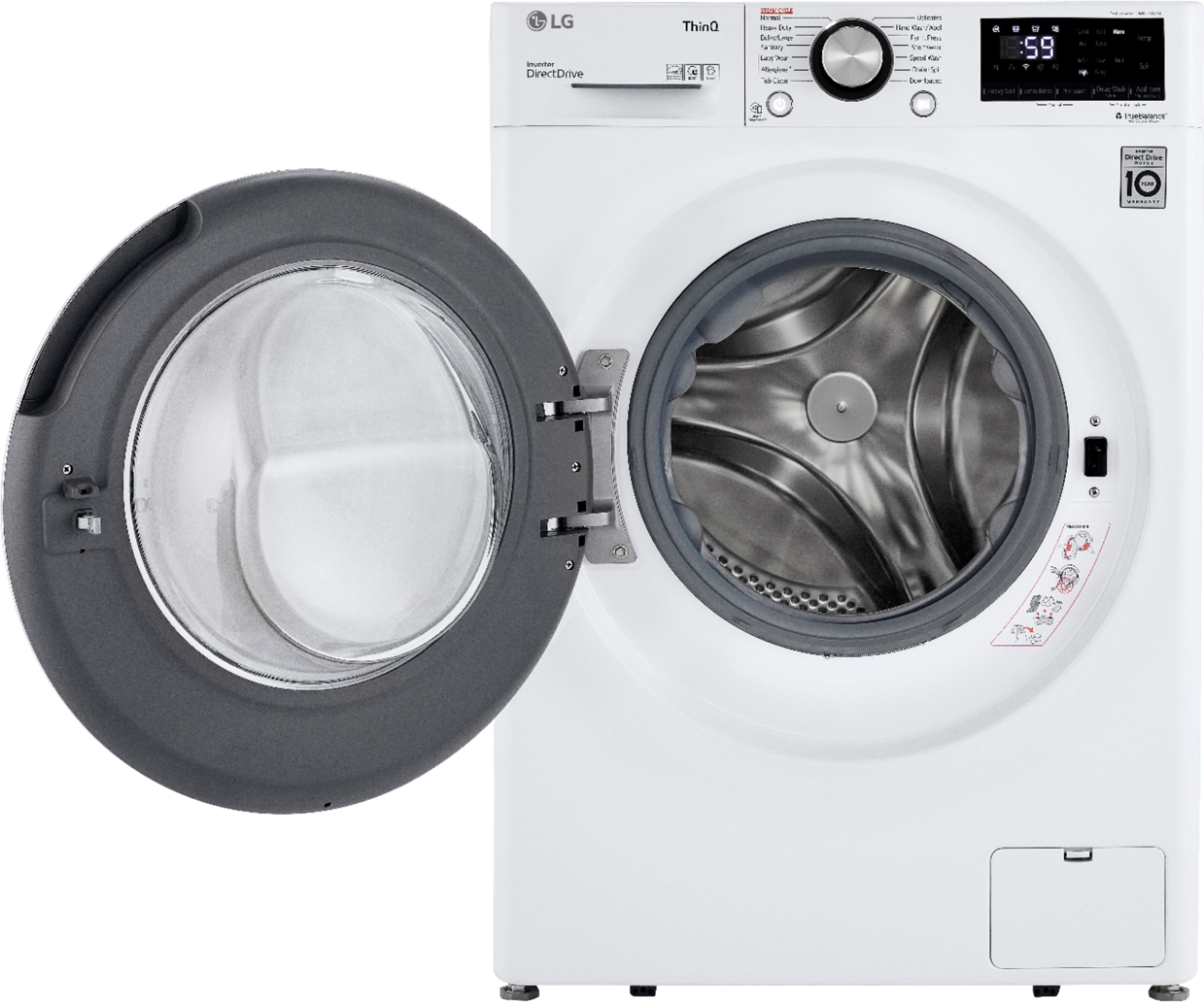 Alt View 12. LG - 2.4 Cu. Ft. High-Efficiency Stackable Smart Front Load Washer with Steam and Built-In Intelligence - White.