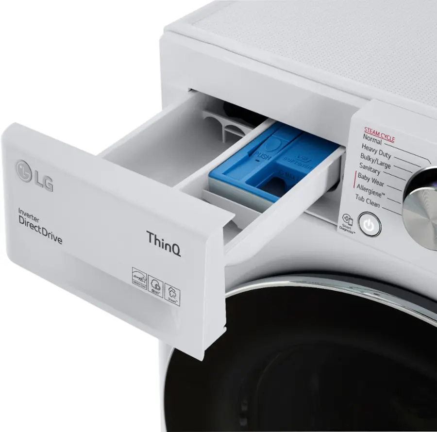 Alt View 13. LG - 2.4 Cu. Ft. High-Efficiency Stackable Smart Front Load Washer with Steam and Built-In Intelligence - White.