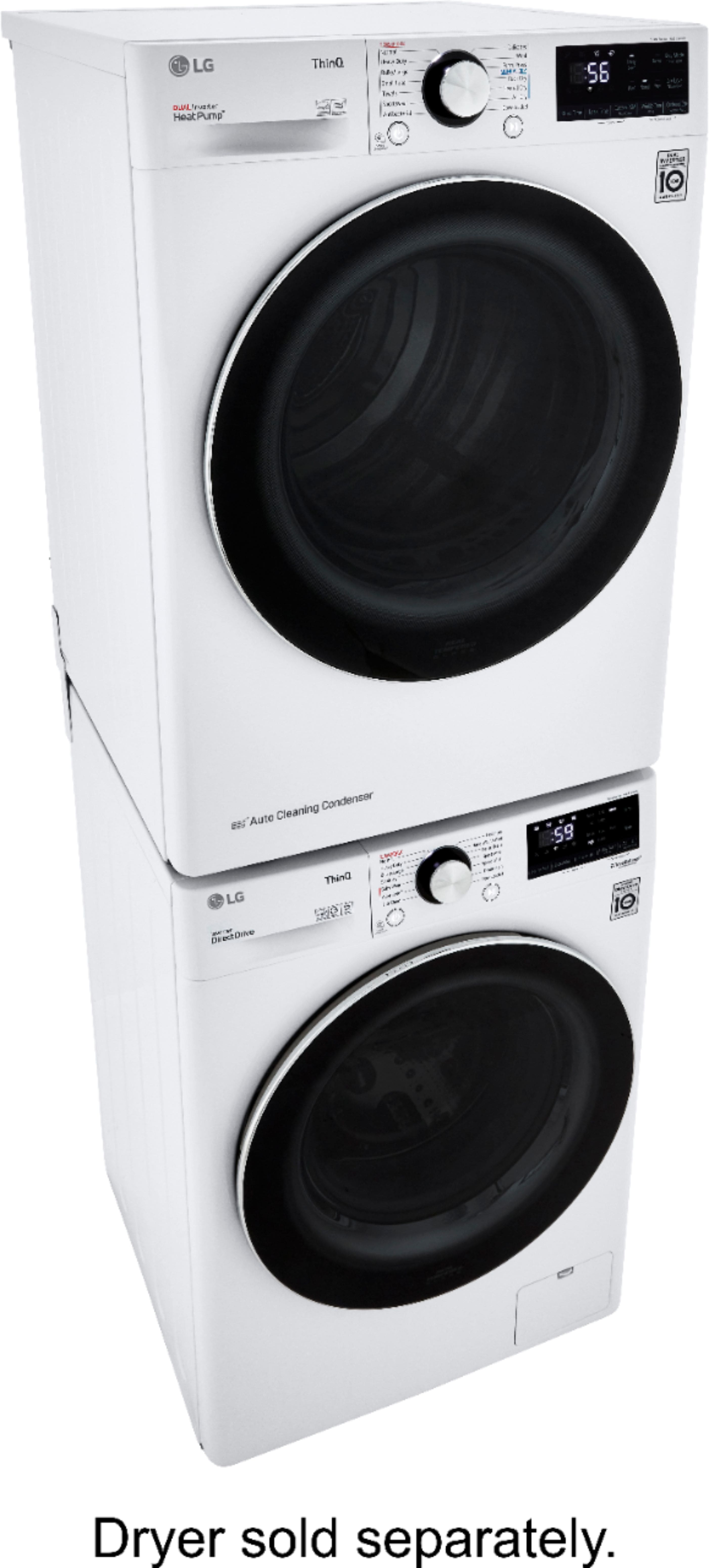 Alt View 16. LG - 2.4 Cu. Ft. High-Efficiency Stackable Smart Front Load Washer with Steam and Built-In Intelligence - White.