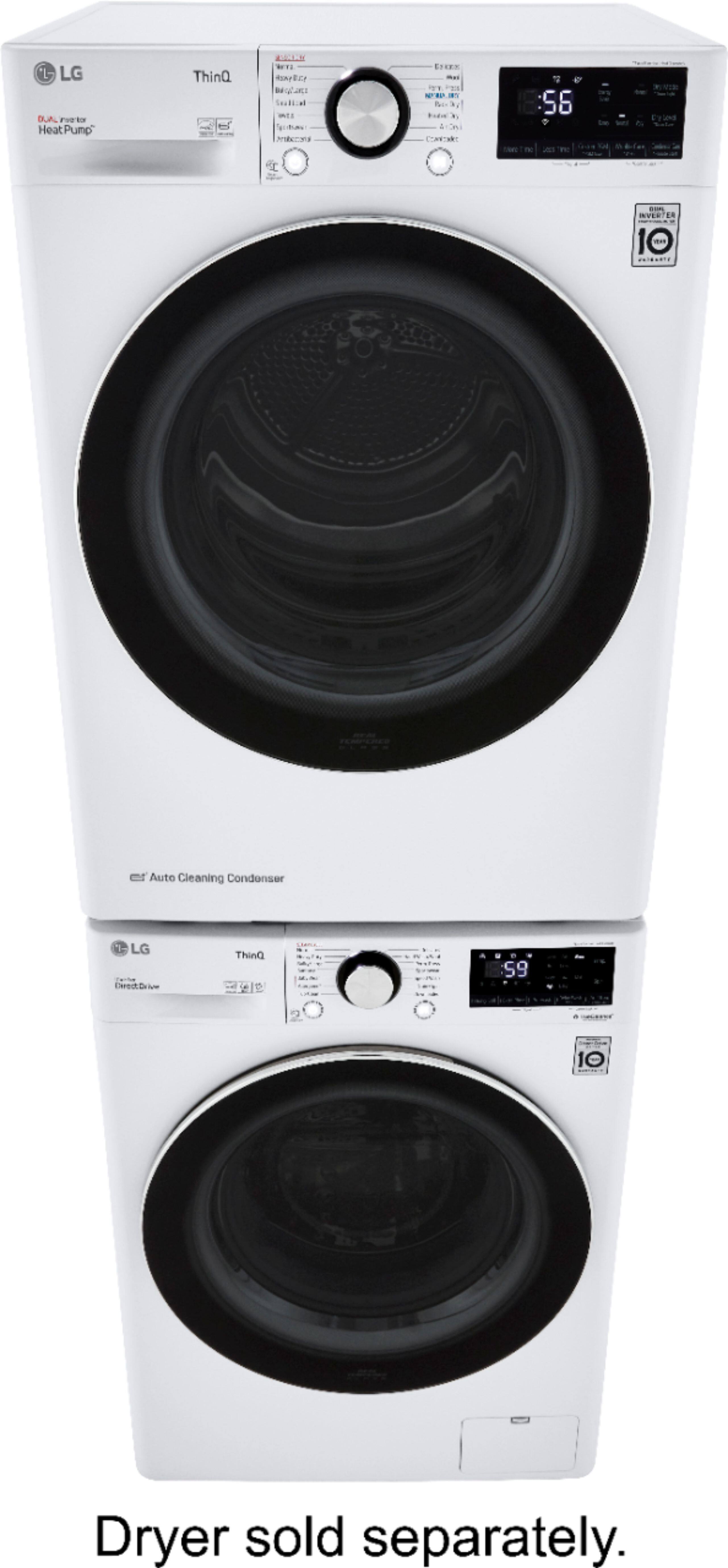 Alt View 20. LG - 2.4 Cu. Ft. High-Efficiency Stackable Smart Front Load Washer with Steam and Built-In Intelligence - White.
