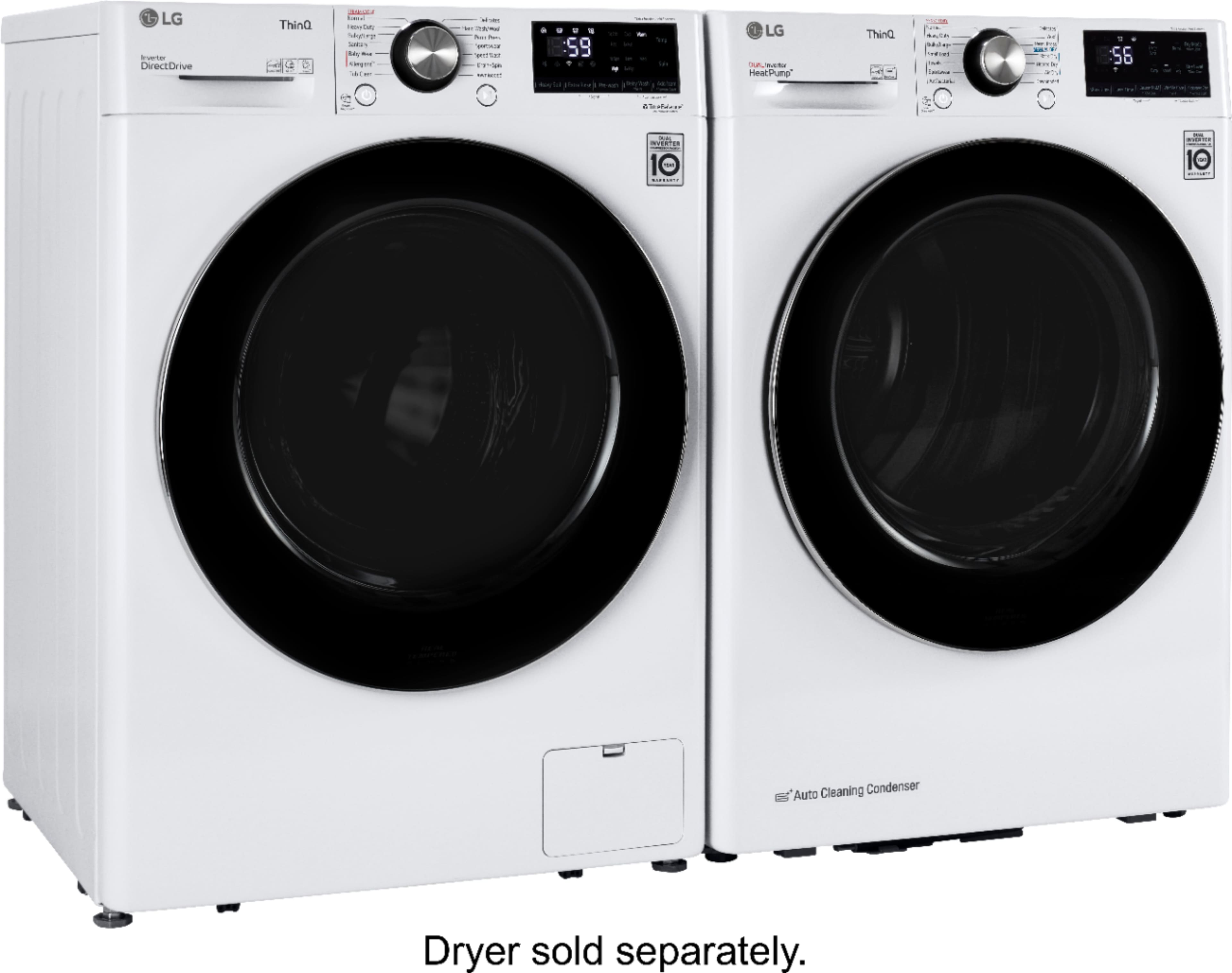 Alt View 22. LG - 2.4 Cu. Ft. High-Efficiency Stackable Smart Front Load Washer with Steam and Built-In Intelligence - White.