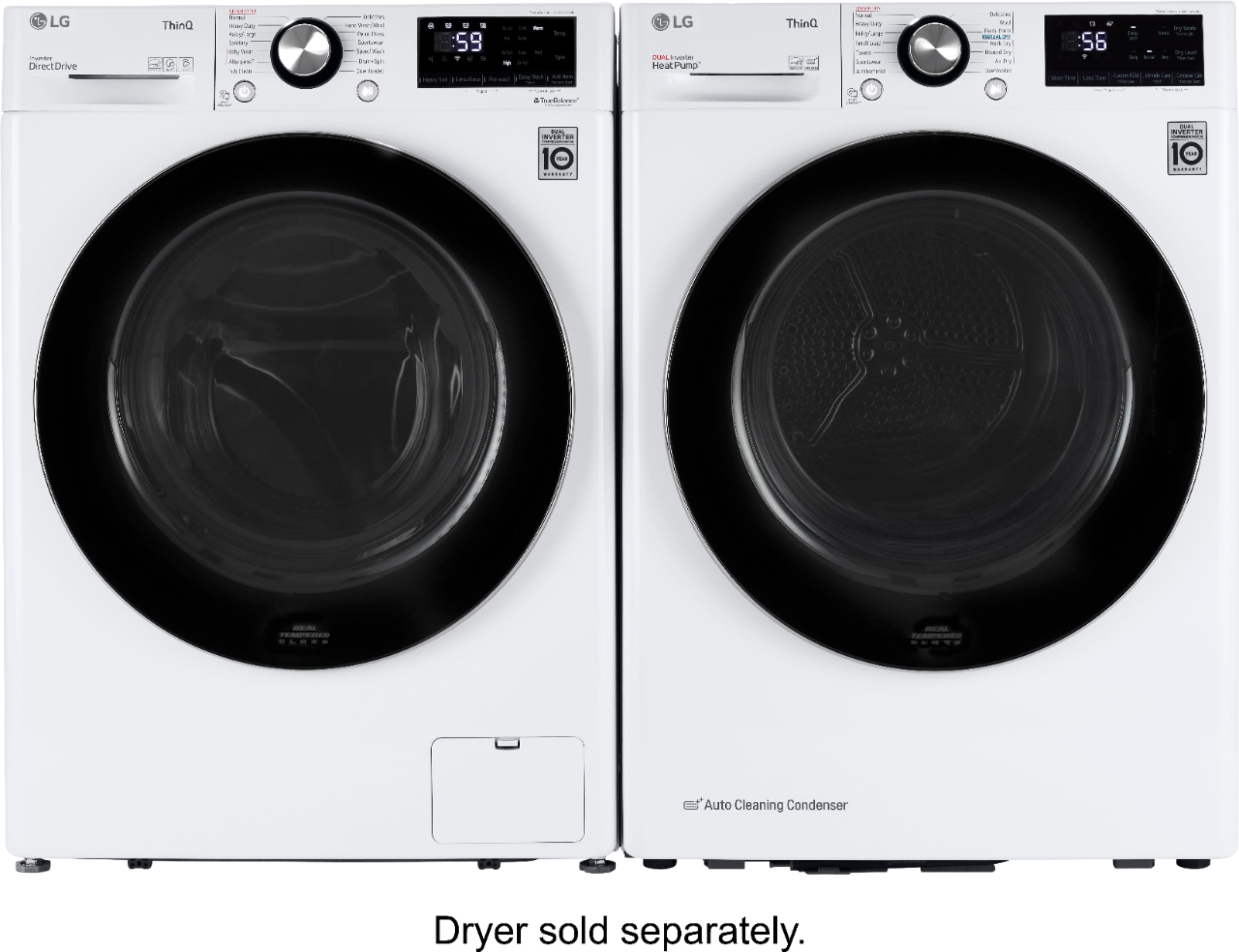 Alt View 24. LG - 2.4 Cu. Ft. High-Efficiency Stackable Smart Front Load Washer with Steam and Built-In Intelligence - White.
