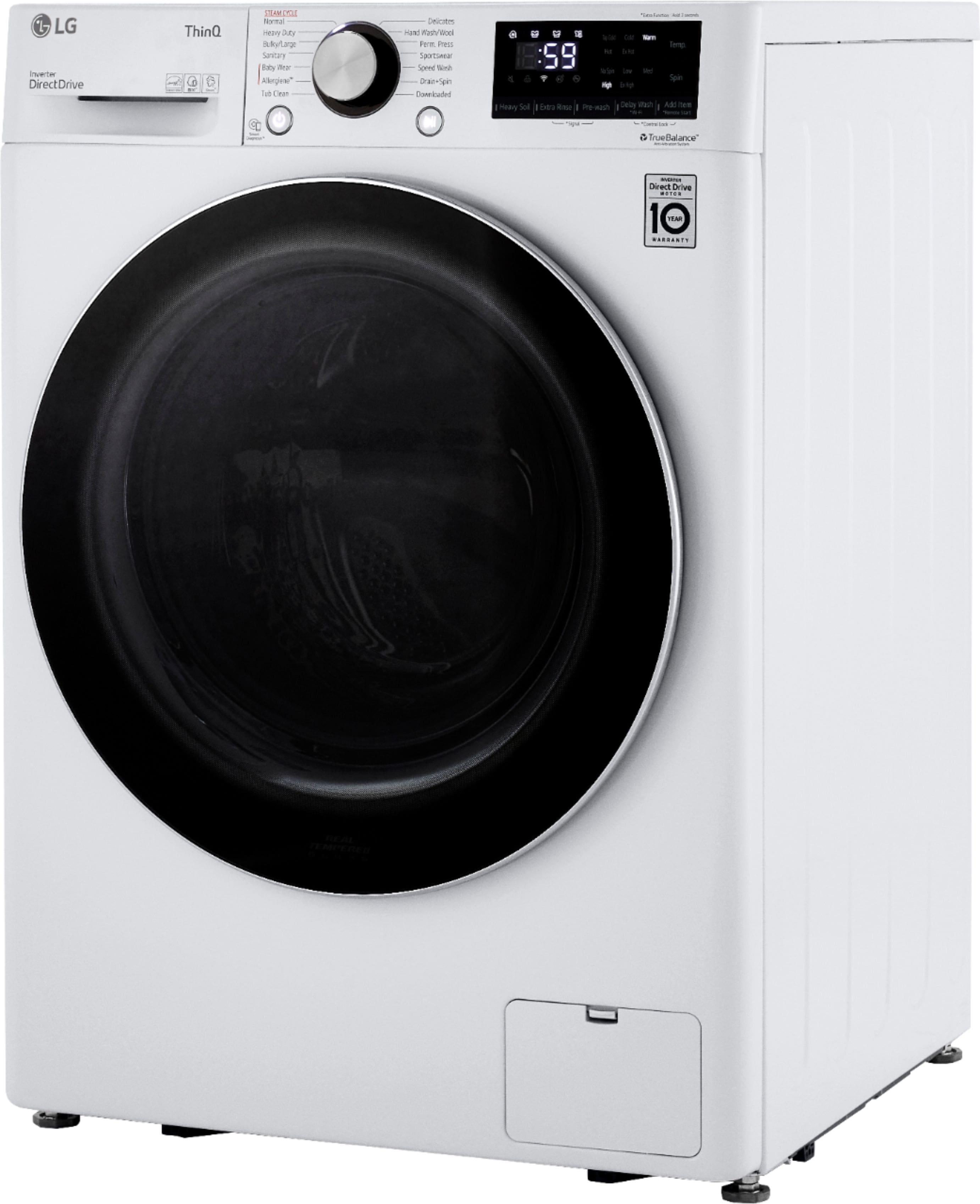 Alt View 26. LG - 2.4 Cu. Ft. High-Efficiency Stackable Smart Front Load Washer with Steam and Built-In Intelligence - White.