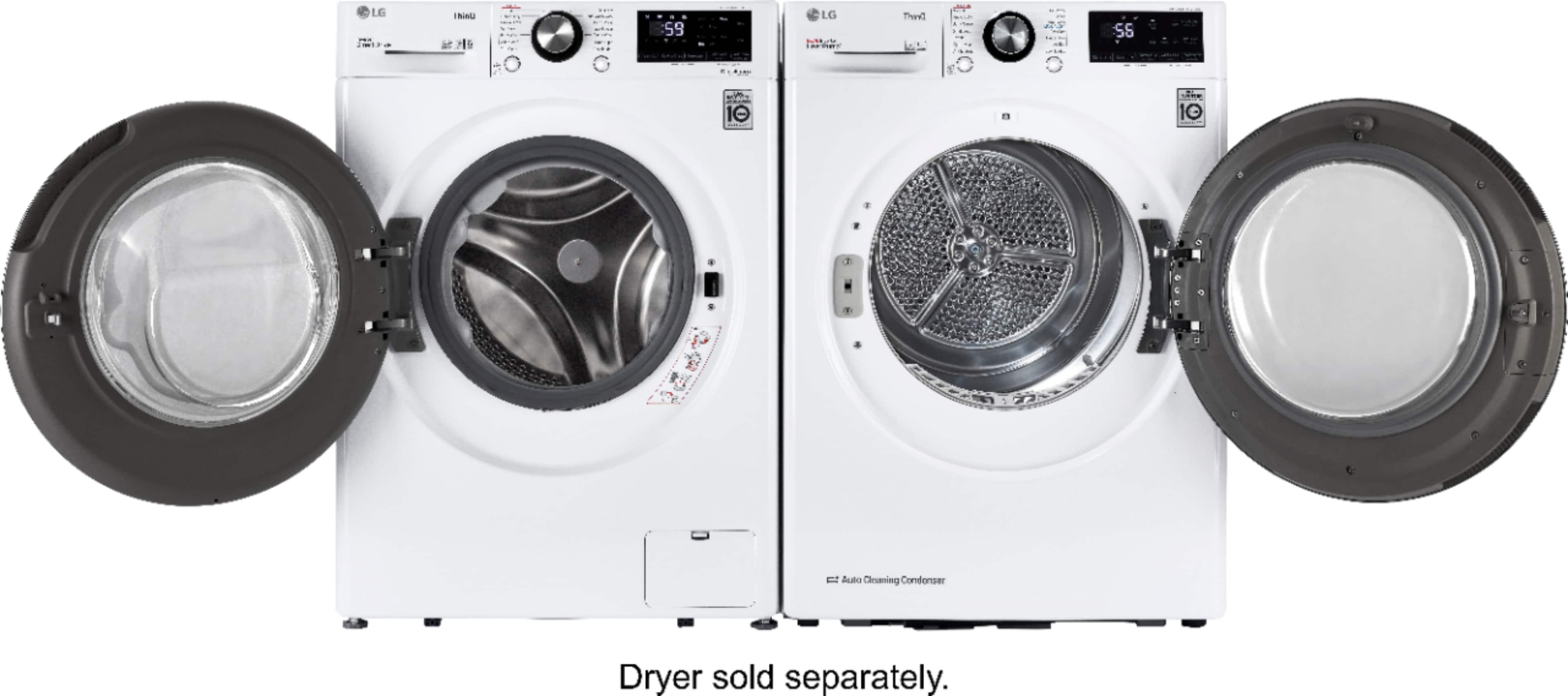 Alt View 27. LG - 2.4 Cu. Ft. High-Efficiency Stackable Smart Front Load Washer with Steam and Built-In Intelligence - White.