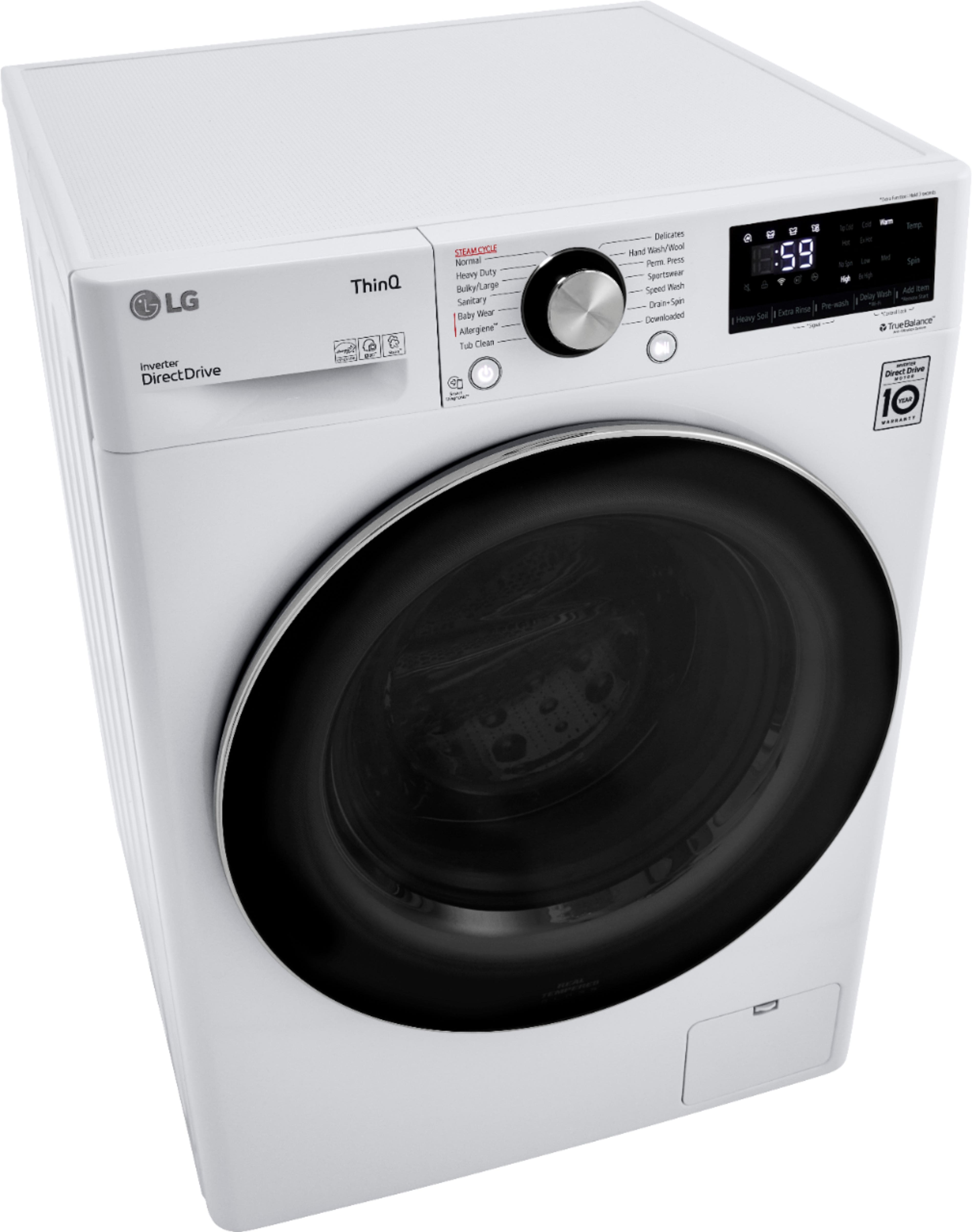 Alt View 28. LG - 2.4 Cu. Ft. High-Efficiency Stackable Smart Front Load Washer with Steam and Built-In Intelligence - White.