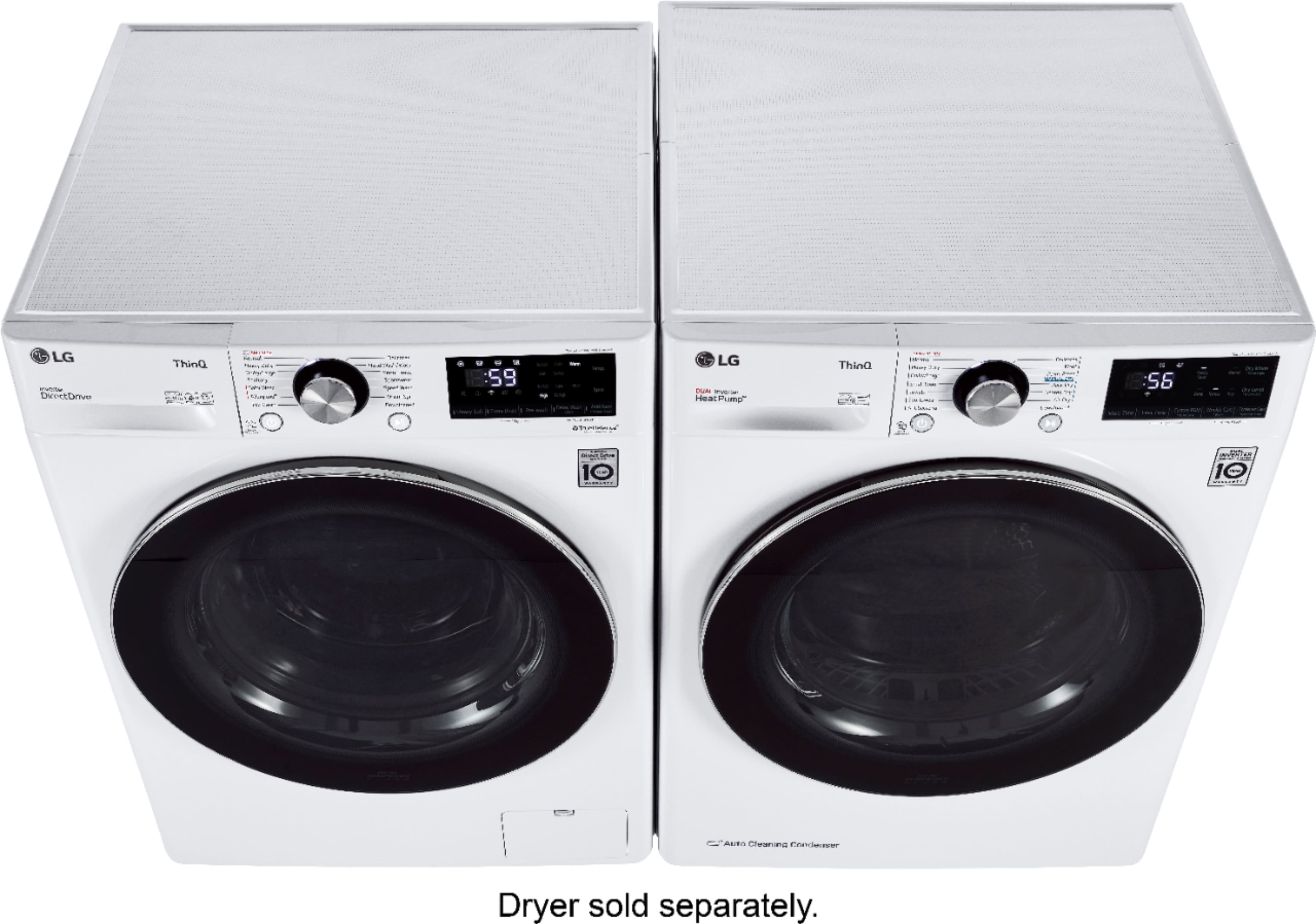 Alt View 29. LG - 2.4 Cu. Ft. High-Efficiency Stackable Smart Front Load Washer with Steam and Built-In Intelligence - White.