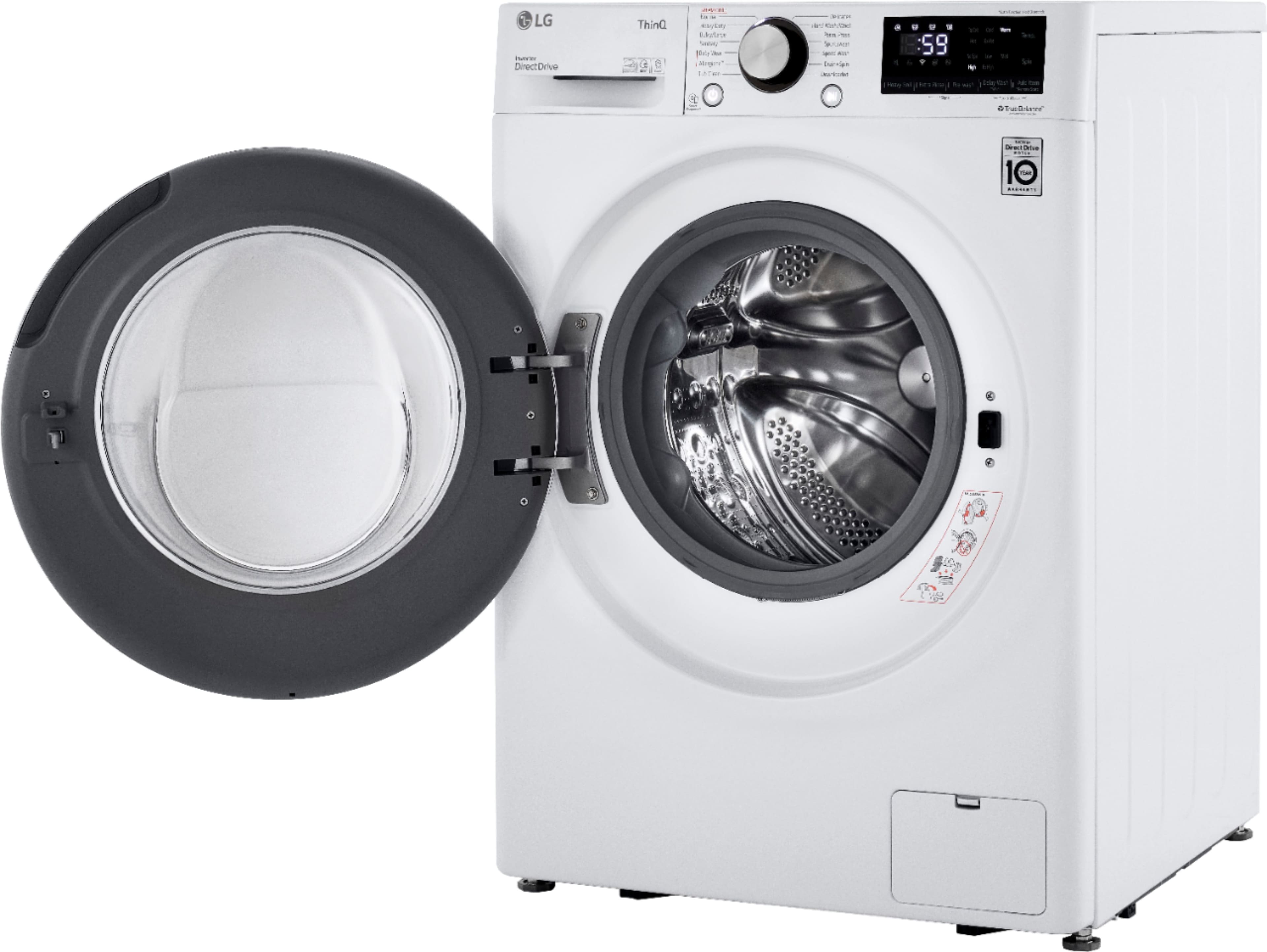 Alt View 30. LG - 2.4 Cu. Ft. High-Efficiency Stackable Smart Front Load Washer with Steam and Built-In Intelligence - White.