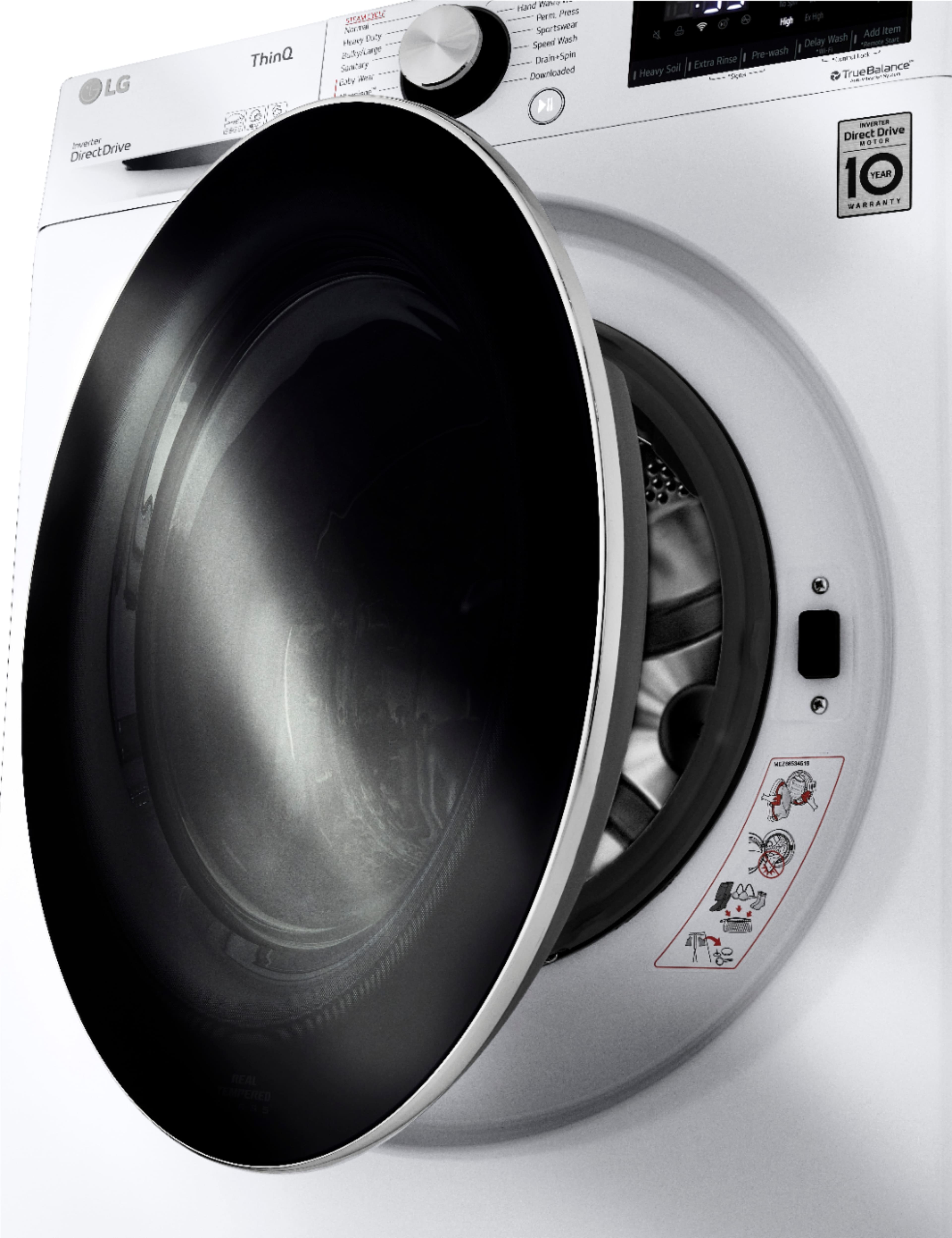 Alt View 32. LG - 2.4 Cu. Ft. High-Efficiency Stackable Smart Front Load Washer with Steam and Built-In Intelligence - White.