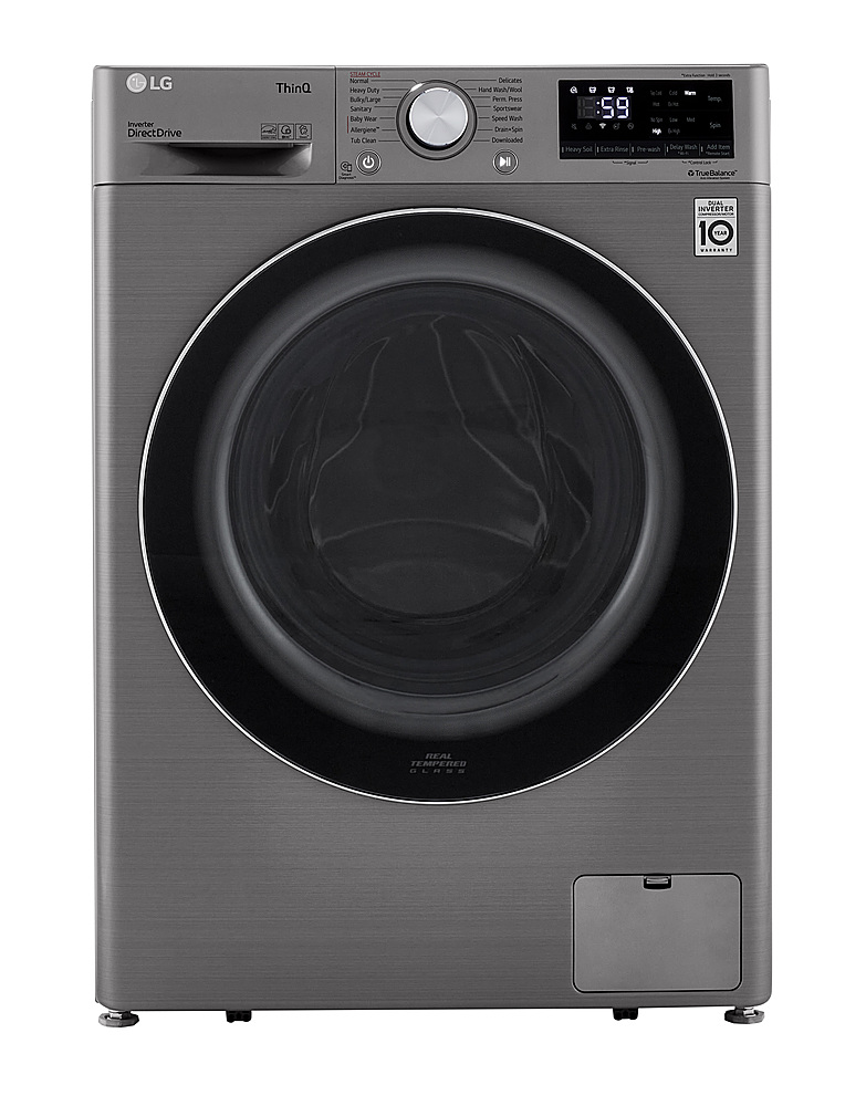 LG - 2.4 cu ft Compact Front Load Washer with Built-In Intelligence - Graphite steel