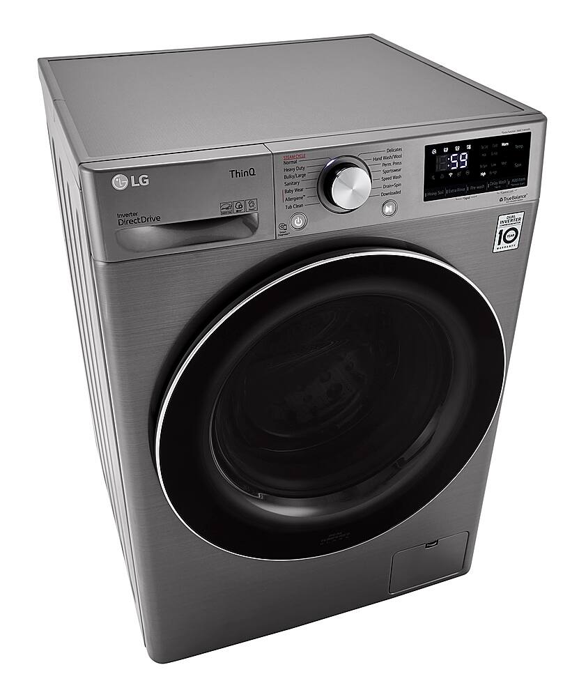 Alt View 11. LG - 2.4 Cu. Ft. High-Efficiency Stackable Smart Front Load Washer with Steam and Built-In Intelligence - Graphite Steel.
