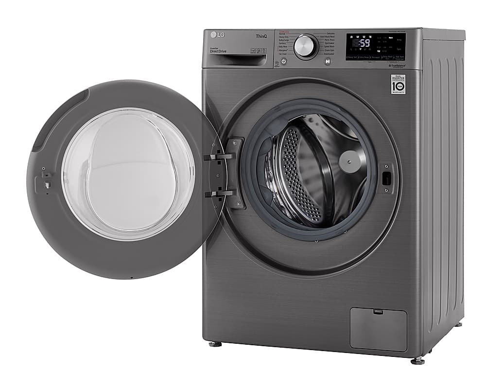 Alt View 14. LG - 2.4 Cu. Ft. High-Efficiency Stackable Smart Front Load Washer with Steam and Built-In Intelligence - Graphite Steel.