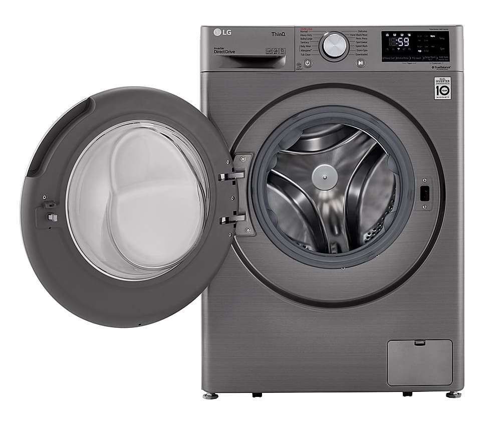 Alt View 15. LG - 2.4 Cu. Ft. High-Efficiency Stackable Smart Front Load Washer with Steam and Built-In Intelligence - Graphite Steel.