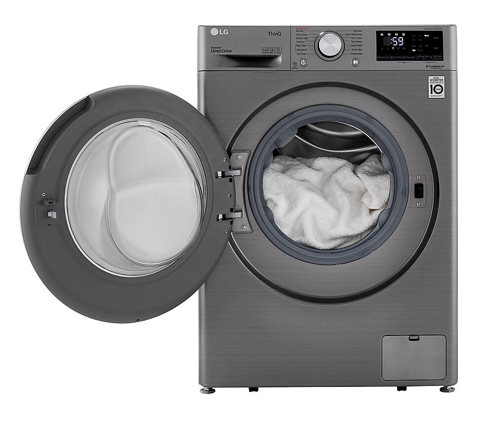 Alt View 16. LG - 2.4 Cu. Ft. High-Efficiency Stackable Smart Front Load Washer with Steam and Built-In Intelligence - Graphite Steel.