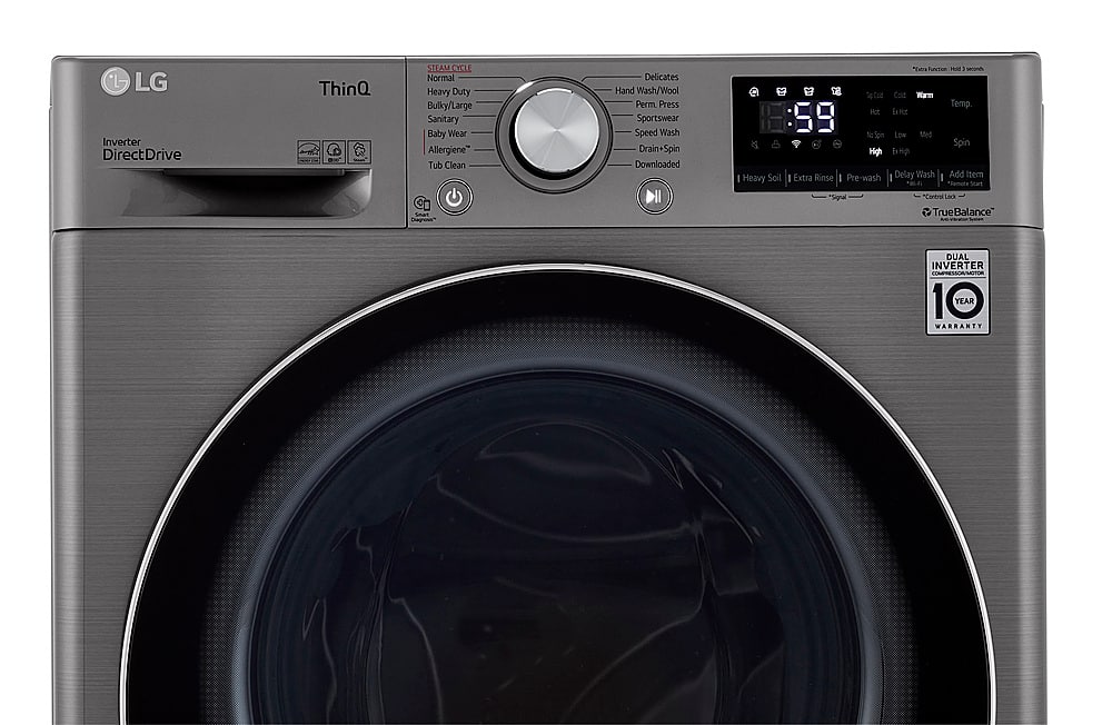 Alt View 17. LG - 2.4 Cu. Ft. High-Efficiency Stackable Smart Front Load Washer with Steam and Built-In Intelligence - Graphite Steel.