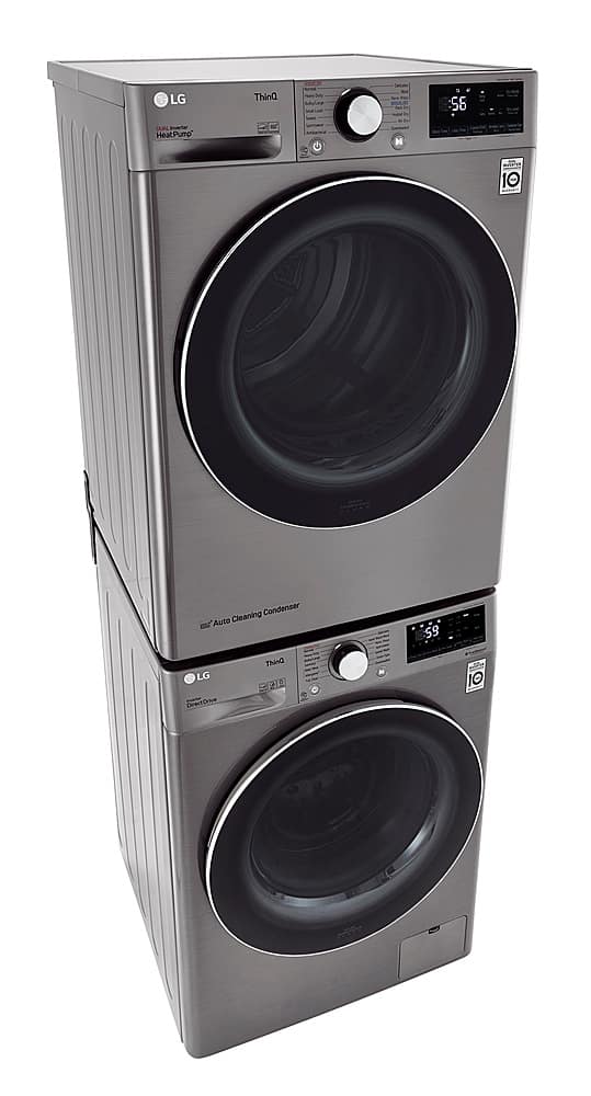 Alt View 20. LG - 2.4 Cu. Ft. High-Efficiency Stackable Smart Front Load Washer with Steam and Built-In Intelligence - Graphite Steel.