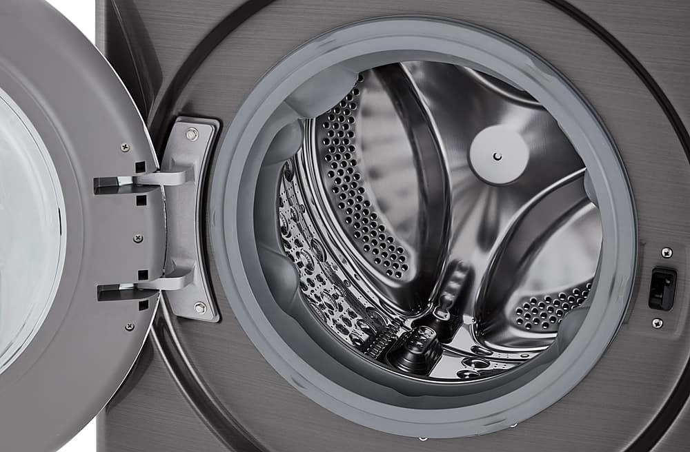 Alt View 21. LG - 2.4 Cu. Ft. High-Efficiency Stackable Smart Front Load Washer with Steam and Built-In Intelligence - Graphite Steel.