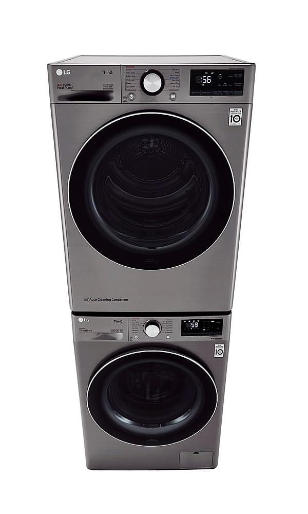 Alt View 26. LG - 2.4 Cu. Ft. High-Efficiency Stackable Smart Front Load Washer with Steam and Built-In Intelligence - Graphite Steel.