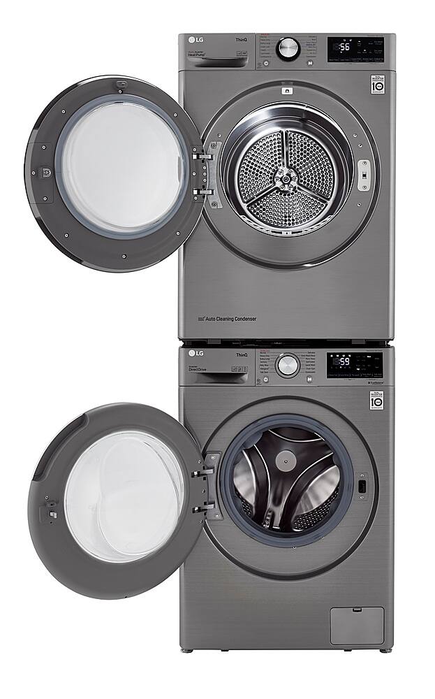 Alt View 29. LG - 2.4 Cu. Ft. High-Efficiency Stackable Smart Front Load Washer with Steam and Built-In Intelligence - Graphite Steel.