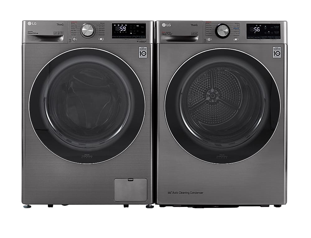 Alt View 30. LG - 2.4 Cu. Ft. High-Efficiency Stackable Smart Front Load Washer with Steam and Built-In Intelligence - Graphite Steel.