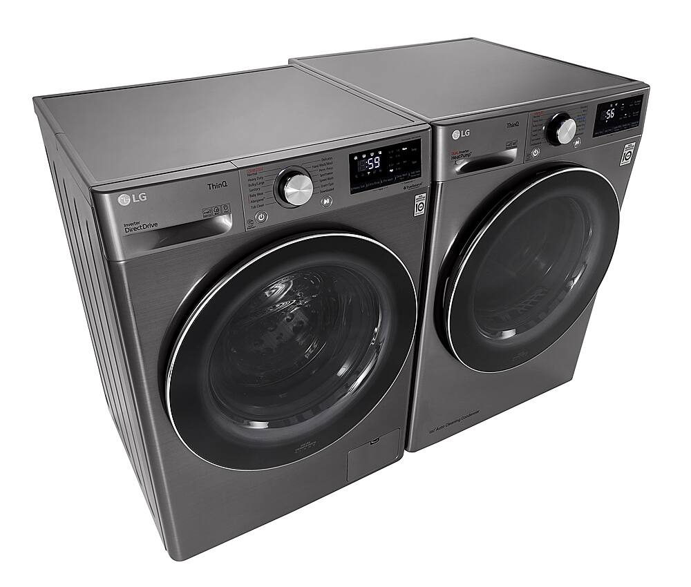 Alt View 31. LG - 2.4 Cu. Ft. High-Efficiency Stackable Smart Front Load Washer with Steam and Built-In Intelligence - Graphite Steel.