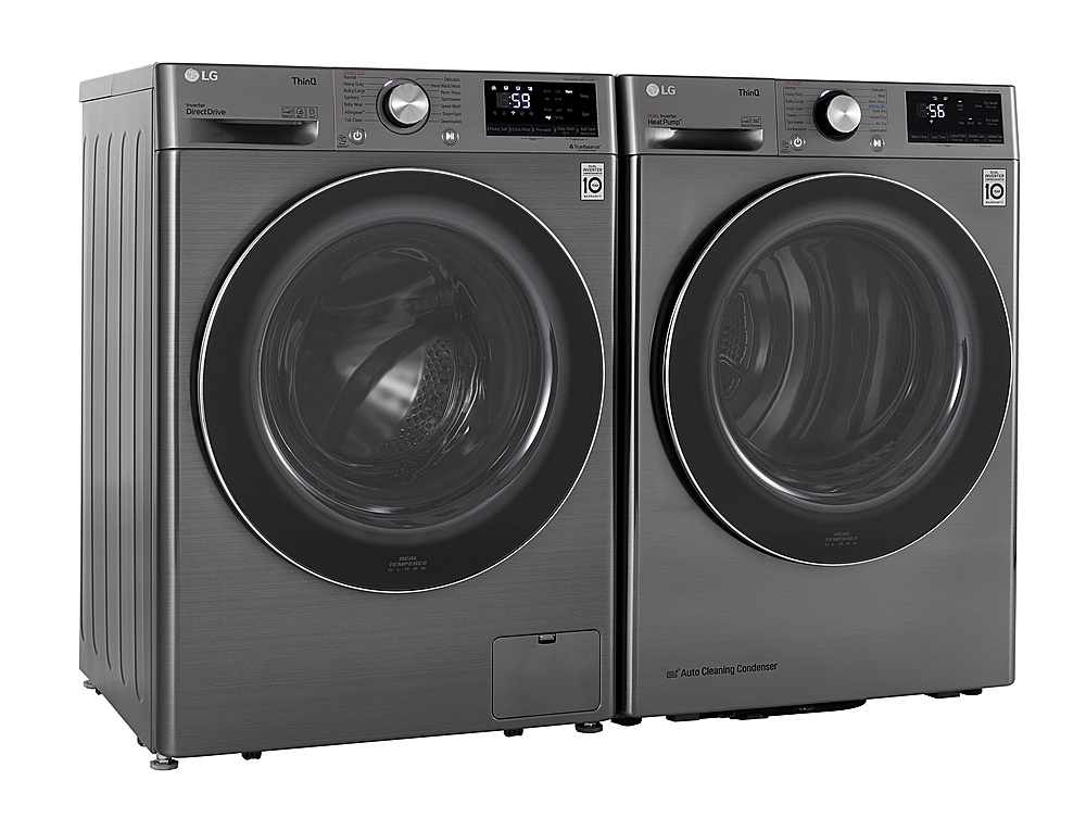 LG 2.4 Cu. Ft. High-Efficiency Smart Front Load Washer and Electric Dryer  Combo with Steam and Sensor Dry Graphite Steel WM3555HVA - Best Buy