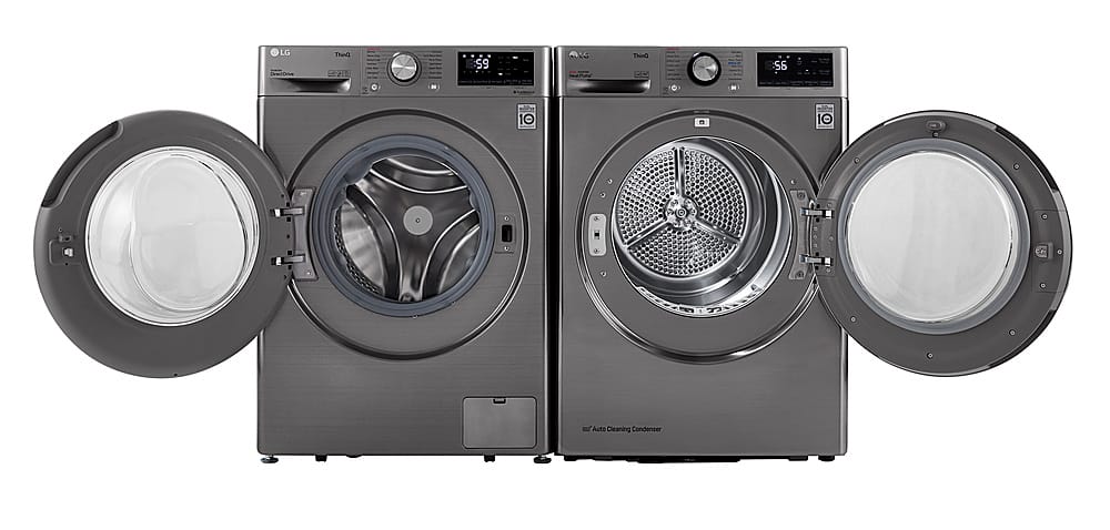 Alt View 34. LG - 2.4 Cu. Ft. High-Efficiency Stackable Smart Front Load Washer with Steam and Built-In Intelligence - Graphite Steel.
