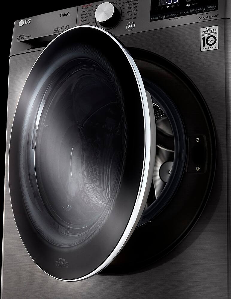 Alt View 35. LG - 2.4 Cu. Ft. High-Efficiency Stackable Smart Front Load Washer with Steam and Built-In Intelligence - Graphite Steel.