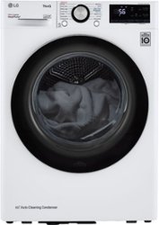 LG - 4.2 Cu. Ft. Stackable Smart Electric Dryer with Dual Inverter HeatPump - White - Front_Zoom
