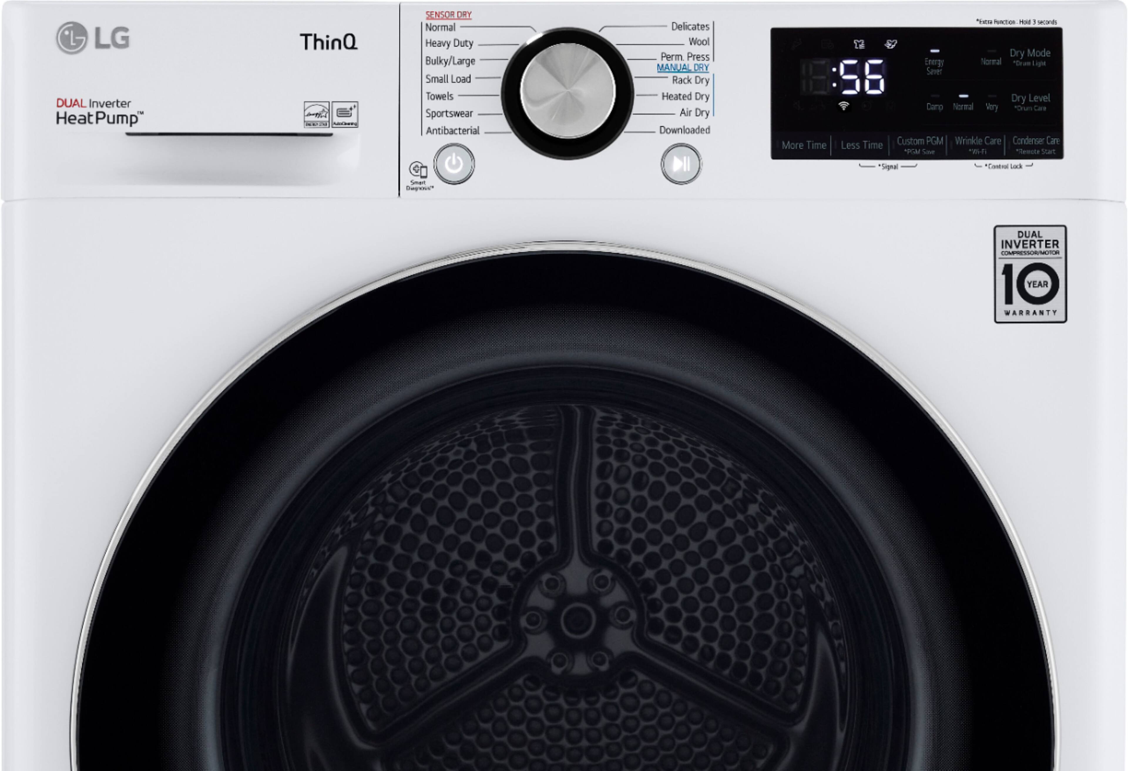 Alt View 13. LG - 4.2 Cu. Ft. Stackable Smart Electric Dryer with Dual Inverter HeatPump - White.