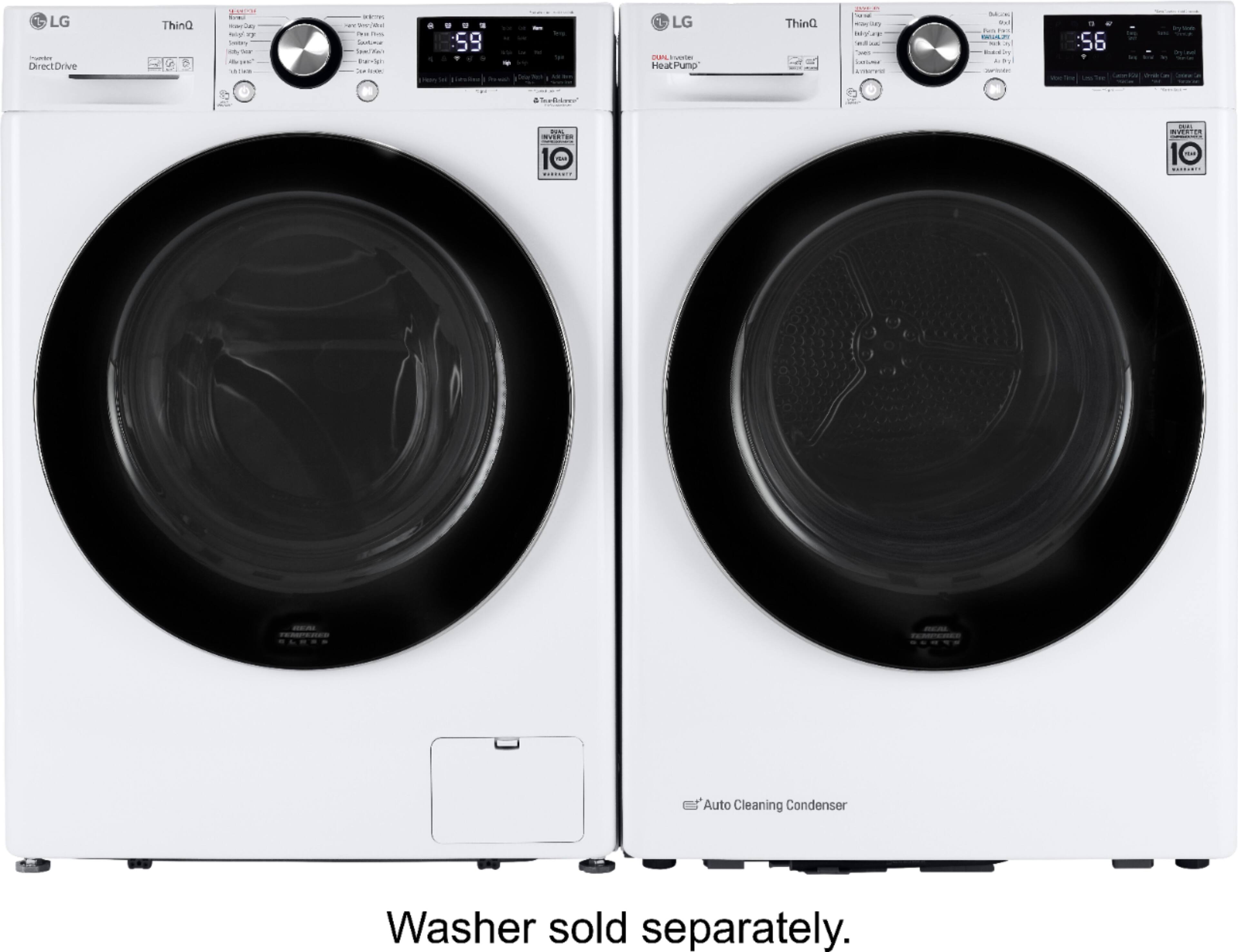 Alt View 19. LG - 4.2 Cu. Ft. Stackable Smart Electric Dryer with Dual Inverter HeatPump - White.