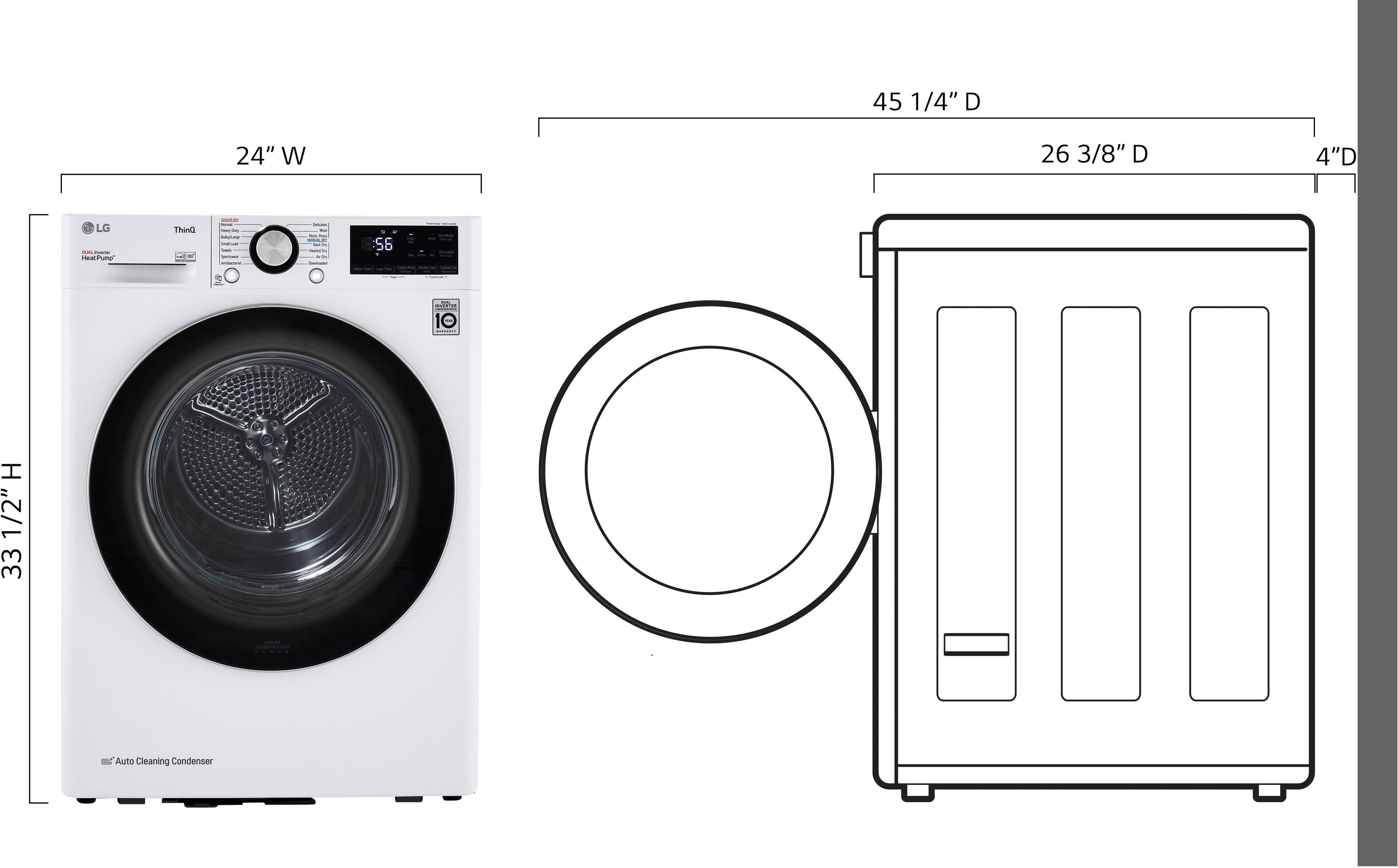Alt View 3. LG - 4.2 Cu. Ft. Stackable Smart Electric Dryer with Dual Inverter HeatPump - White.