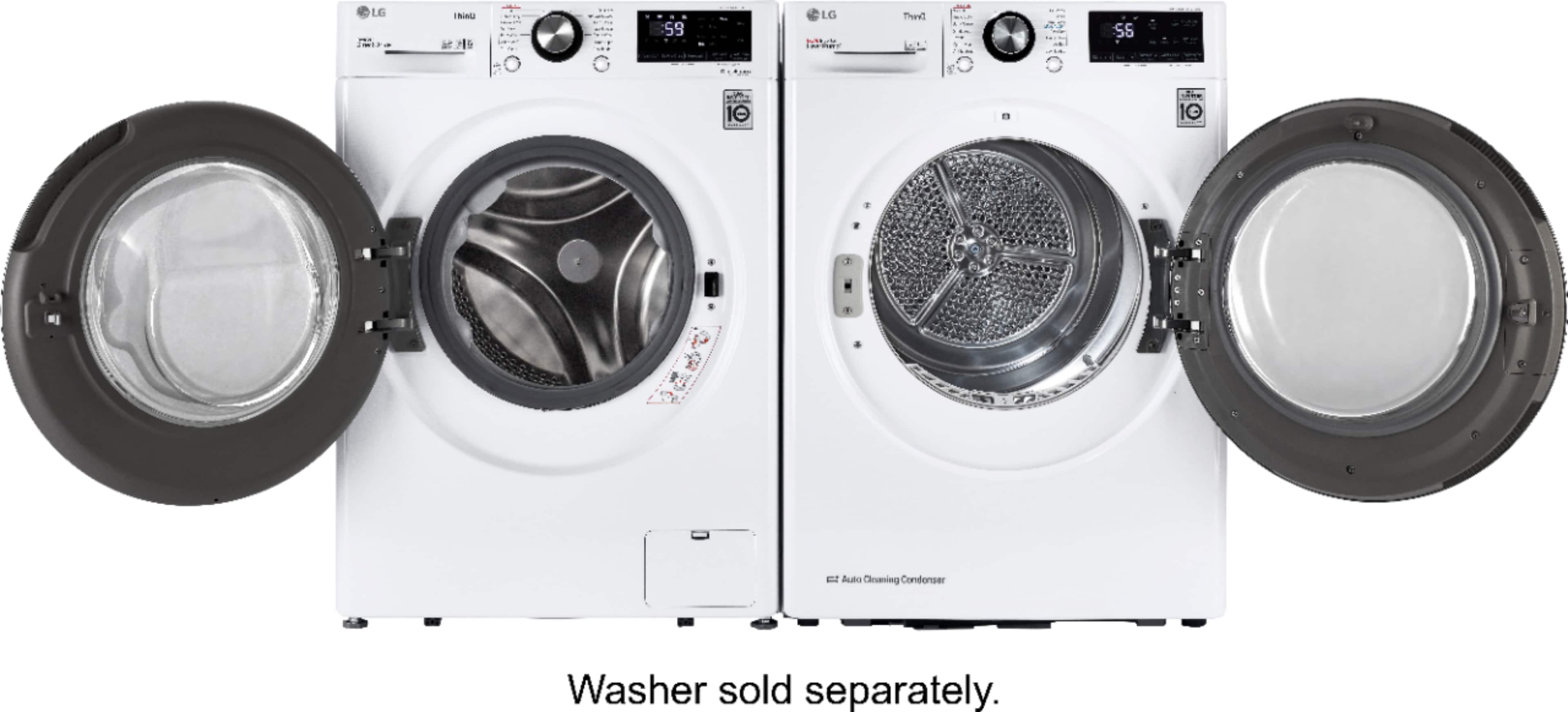 Alt View 21. LG - 4.2 Cu. Ft. Stackable Smart Electric Dryer with Dual Inverter HeatPump - White.