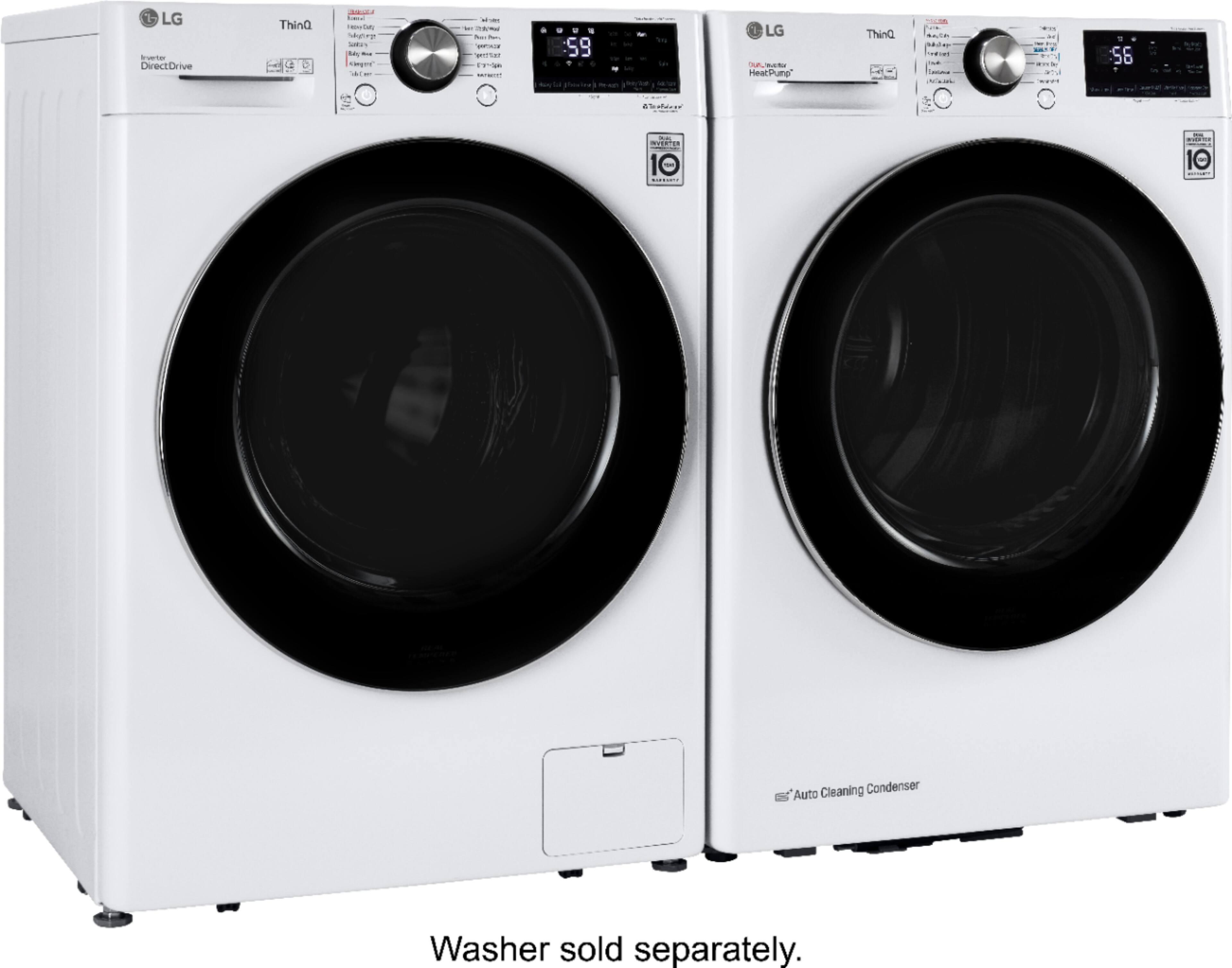 Alt View 24. LG - 4.2 Cu. Ft. Stackable Smart Electric Dryer with Dual Inverter HeatPump - White.
