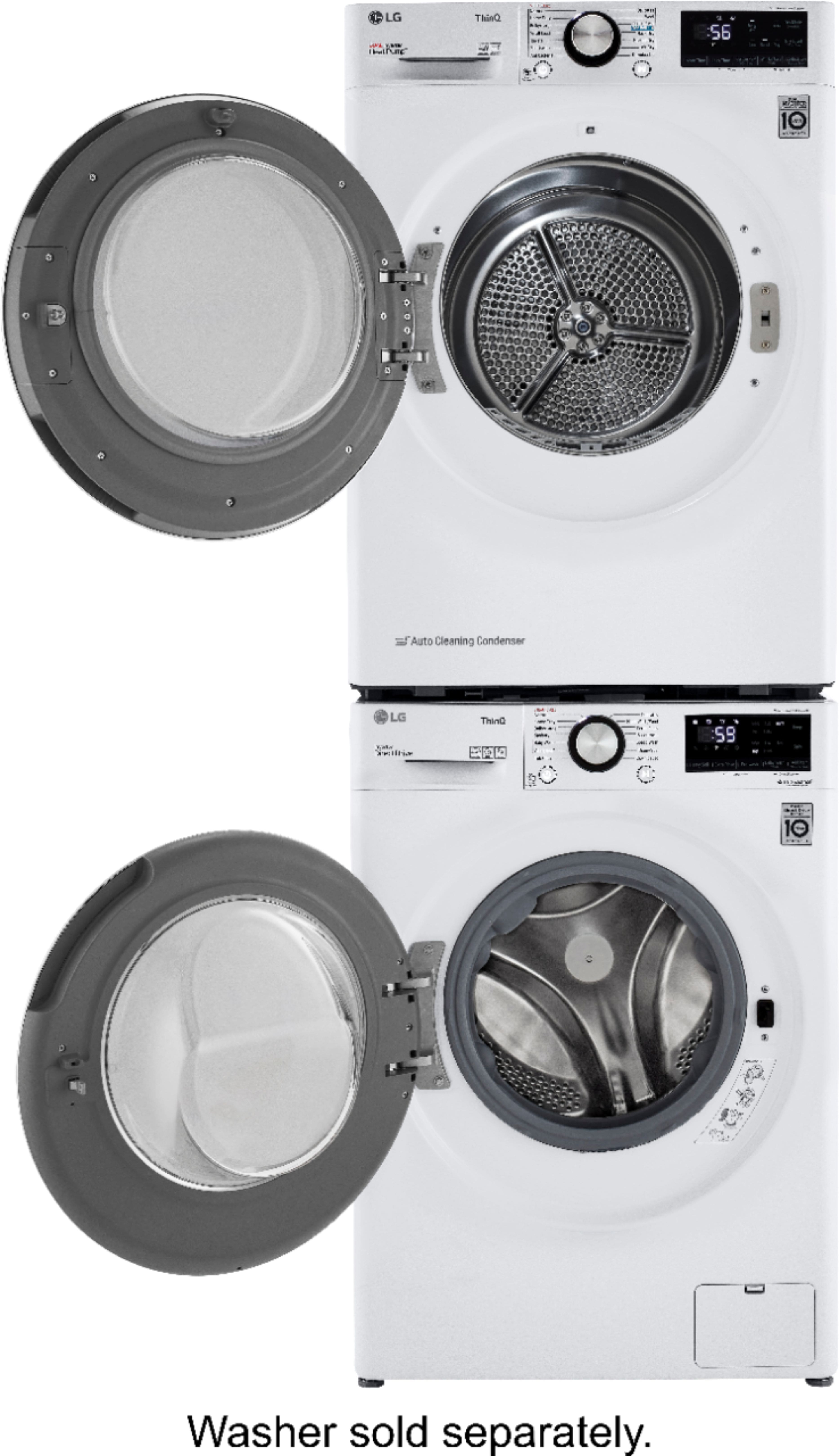 Alt View 25. LG - 4.2 Cu. Ft. Stackable Smart Electric Dryer with Dual Inverter HeatPump - White.