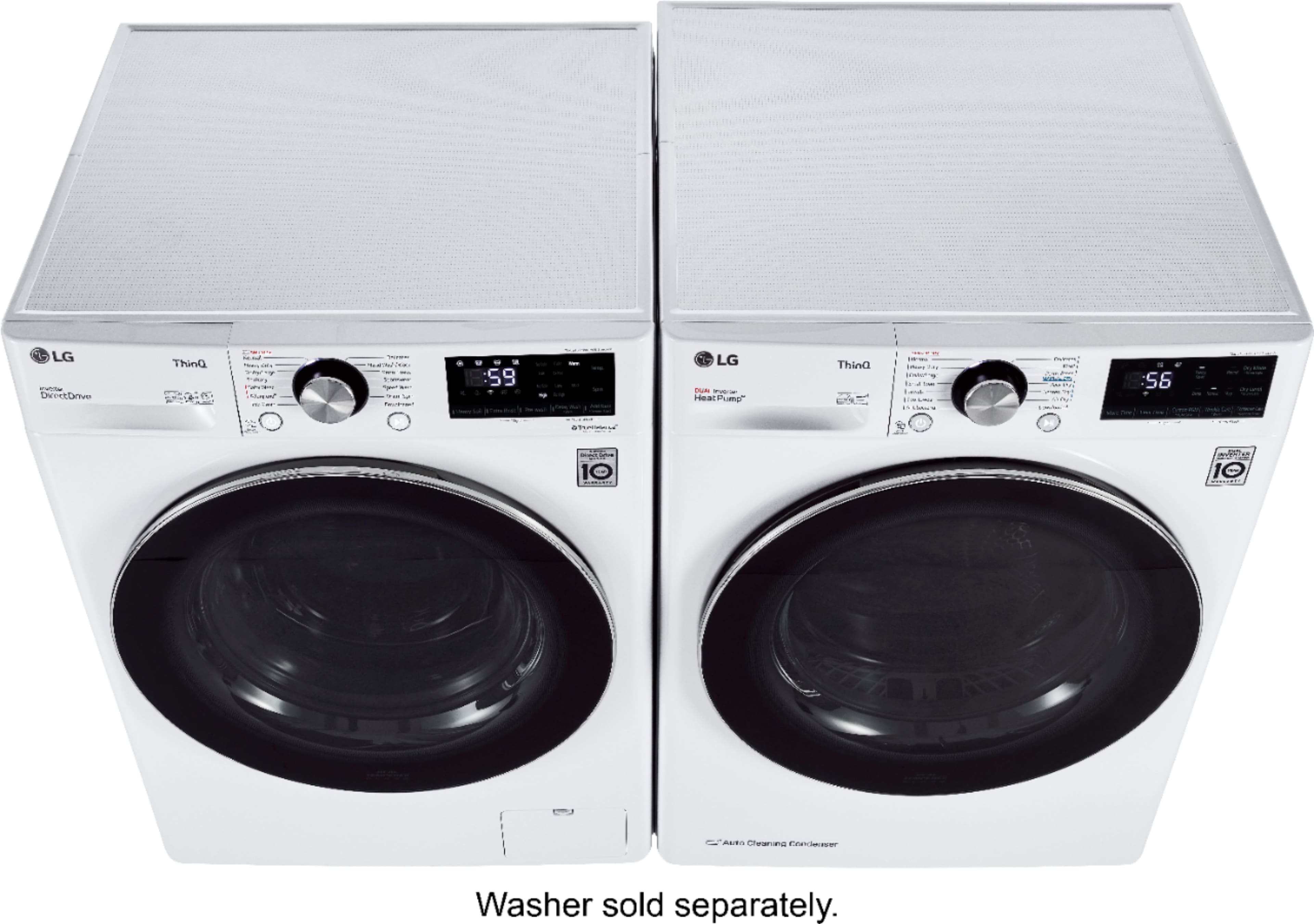 Alt View 27. LG - 4.2 Cu. Ft. Stackable Smart Electric Dryer with Dual Inverter HeatPump - White.