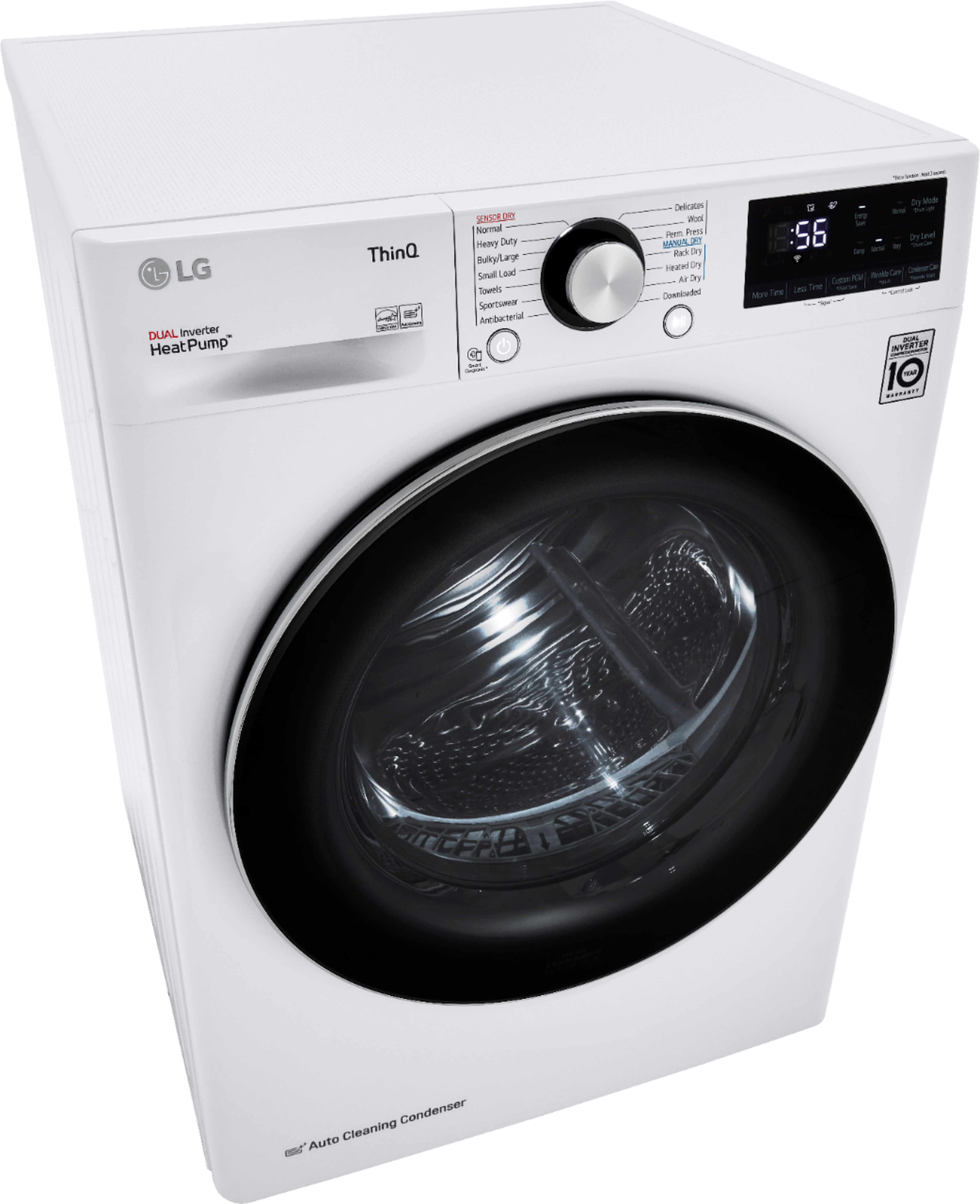 Left View: Samsung - 7.5 Cu. Ft. Stackable Smart Electric Dryer with Super Speed Dry - Ivory