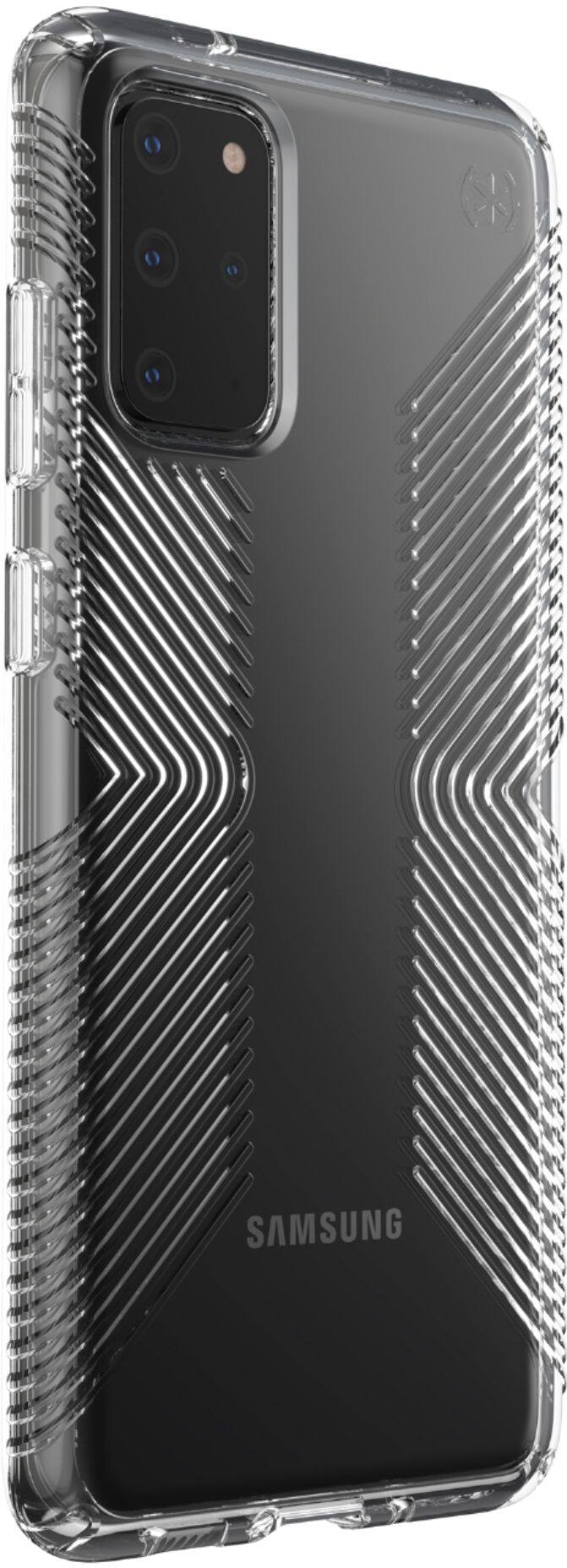 Angle. Speck - Presidio Perfect Clear + Grip Case for Samsung Galaxy S20+ 5G - Clear.