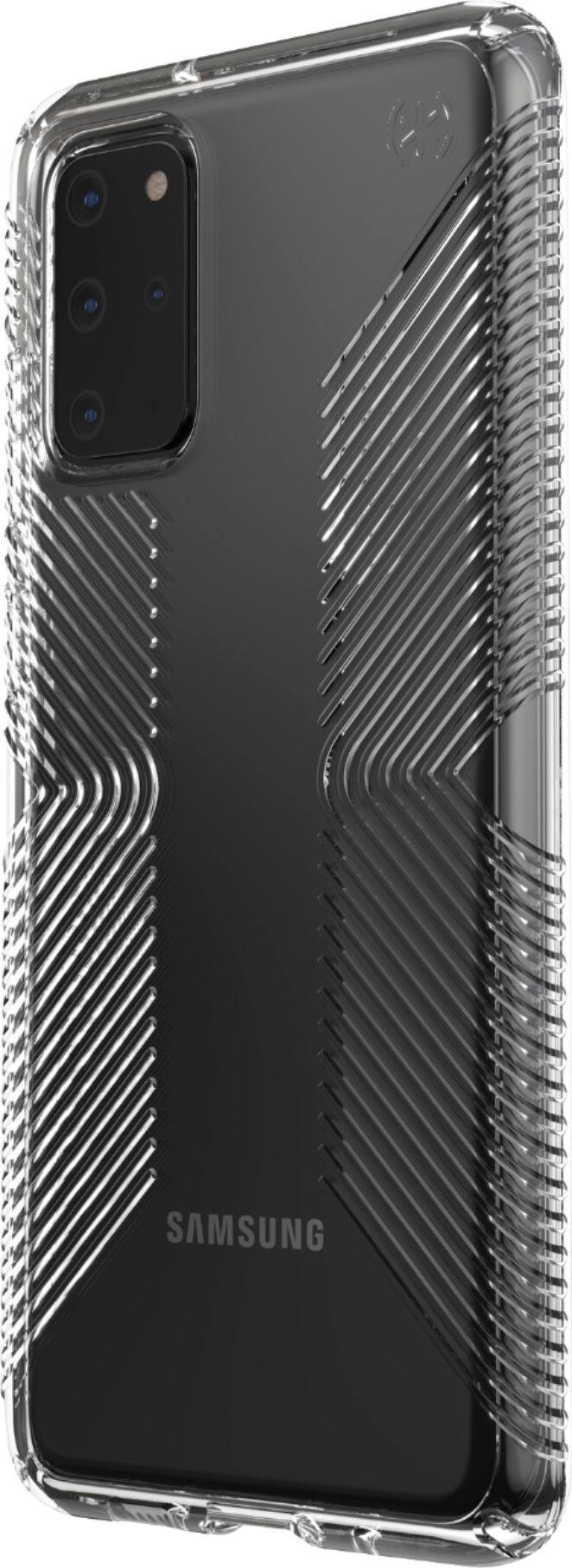 Left. Speck - Presidio Perfect Clear + Grip Case for Samsung Galaxy S20+ 5G - Clear.