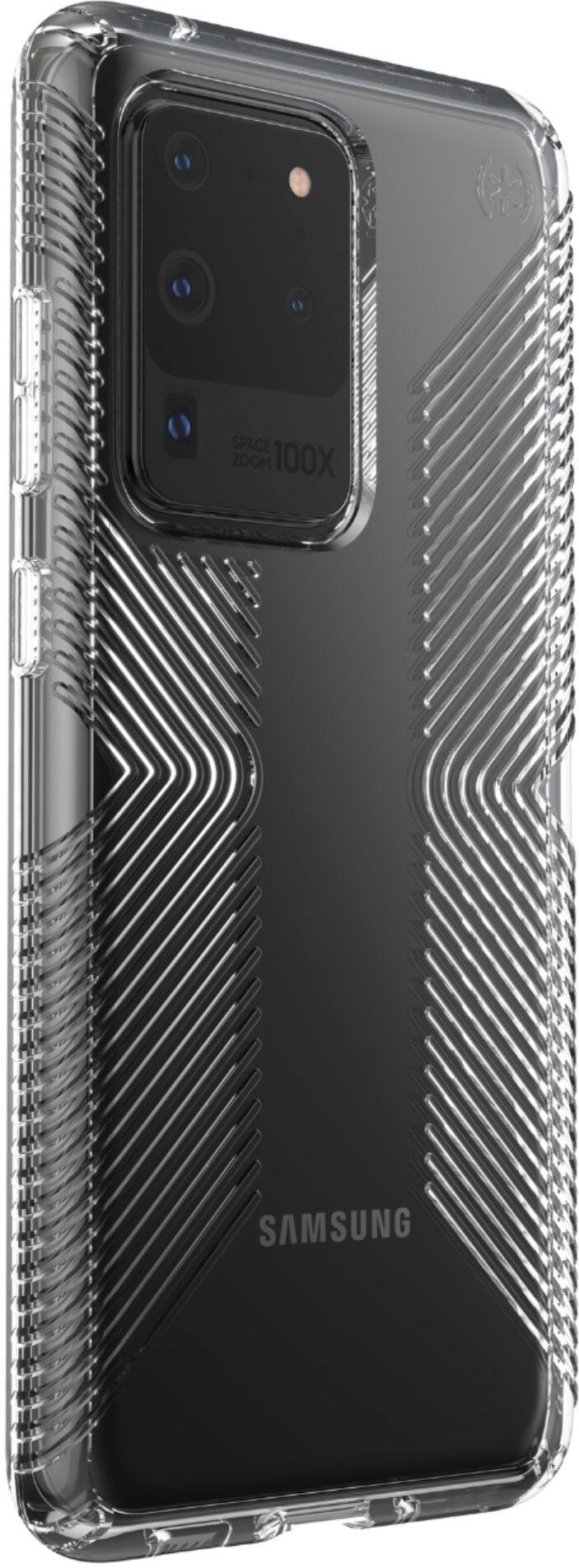 Angle. Speck - Presidio Perfect Clear + Grip Case for Samsung Galaxy S20 Ultra 5G - Clear.