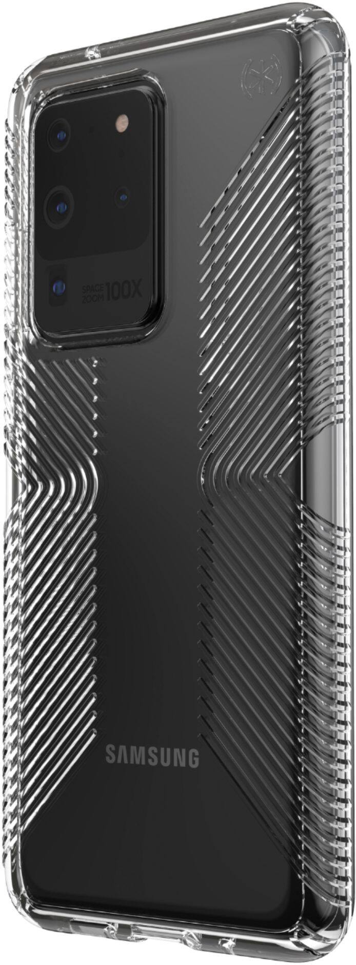 Left. Speck - Presidio Perfect Clear + Grip Case for Samsung Galaxy S20 Ultra 5G - Clear.
