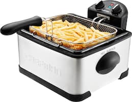 Chefman 4.5 Liter Deep Fryer w/Basket Strainer, Adjustable Temperature & Timer, Removable Oil Container, Stainless Steel - Stainless Steel - Front_Zoom