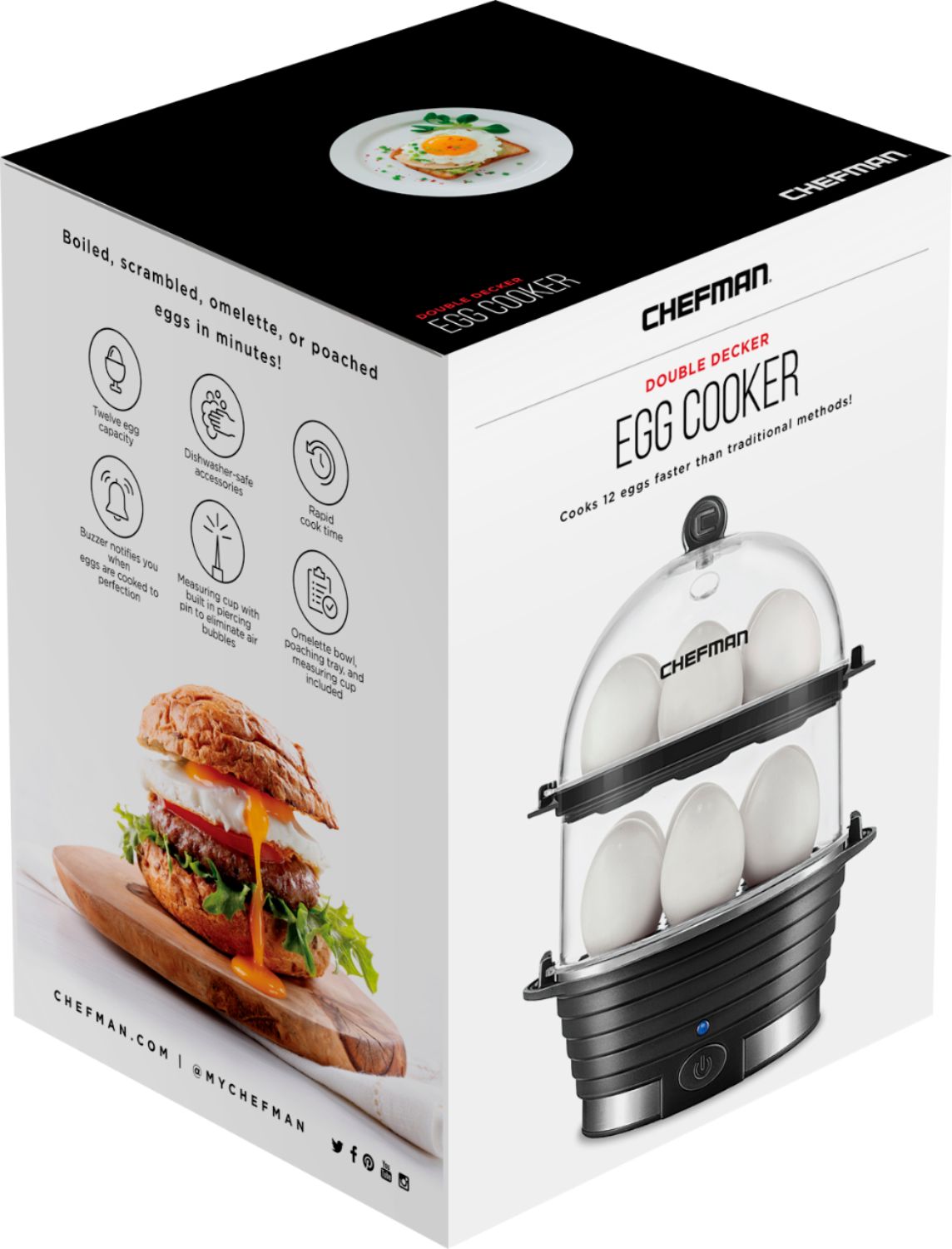 Chefman Electric Double Decker Egg Cooker Black RJ24-V2-DD-BLACK - Best Buy